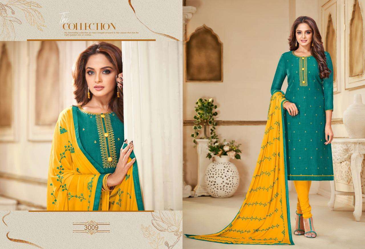 ICE CREAM VOL-3 BY SHAGUN LIFESTYLE 3001 TO 3012 DESIGNER SUITS BEAUTIFUL STYLISH FANCY COLORFUL PARTY WEAR & ETHNIC WEAR ZARNA SILK DRESSES AT WHOLESALE PRICE