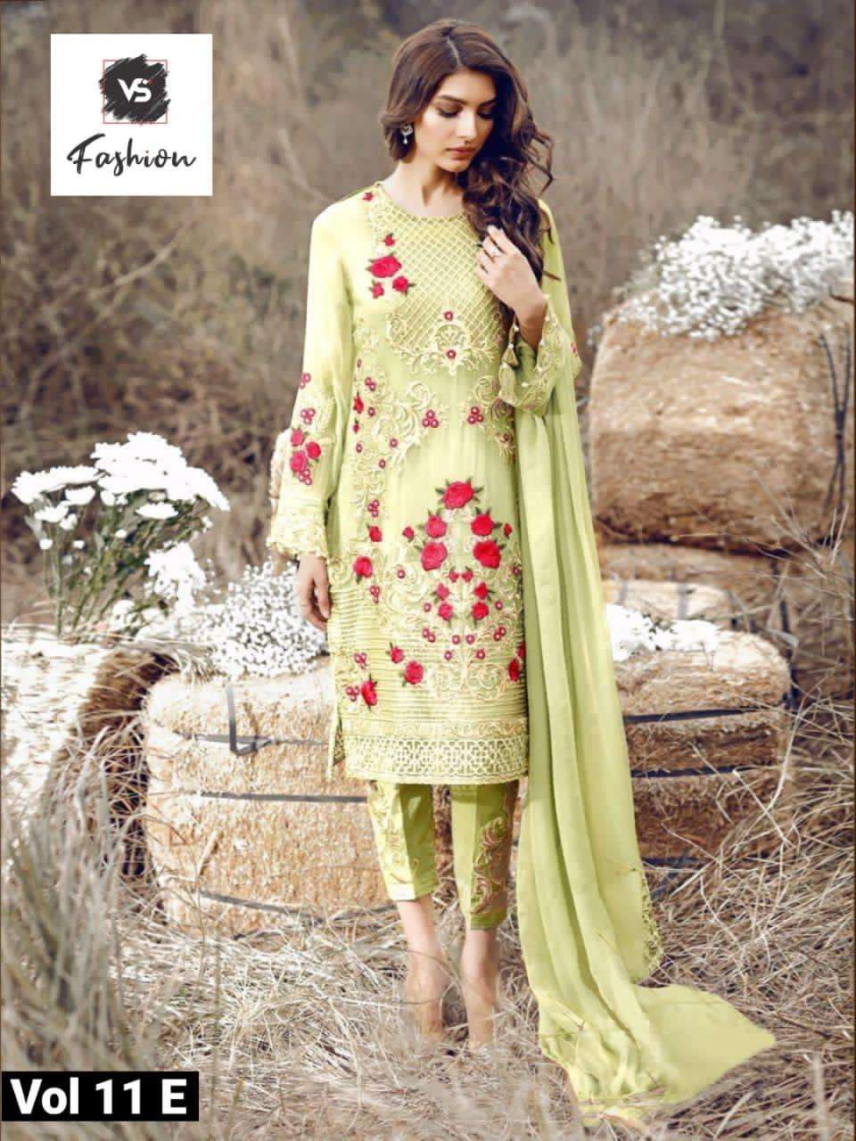 V S FASHION HIT DESIGN 11 COLOURS BY V S FASHION 11-A TO 11-G SERIES INDIAN TRADITIONAL WEAR COLLECTION BEAUTIFUL STYLISH FANCY COLORFUL PARTY WEAR & OCCASIONAL WEAR FANCY DRESS AT WHOLESALE PRICE
