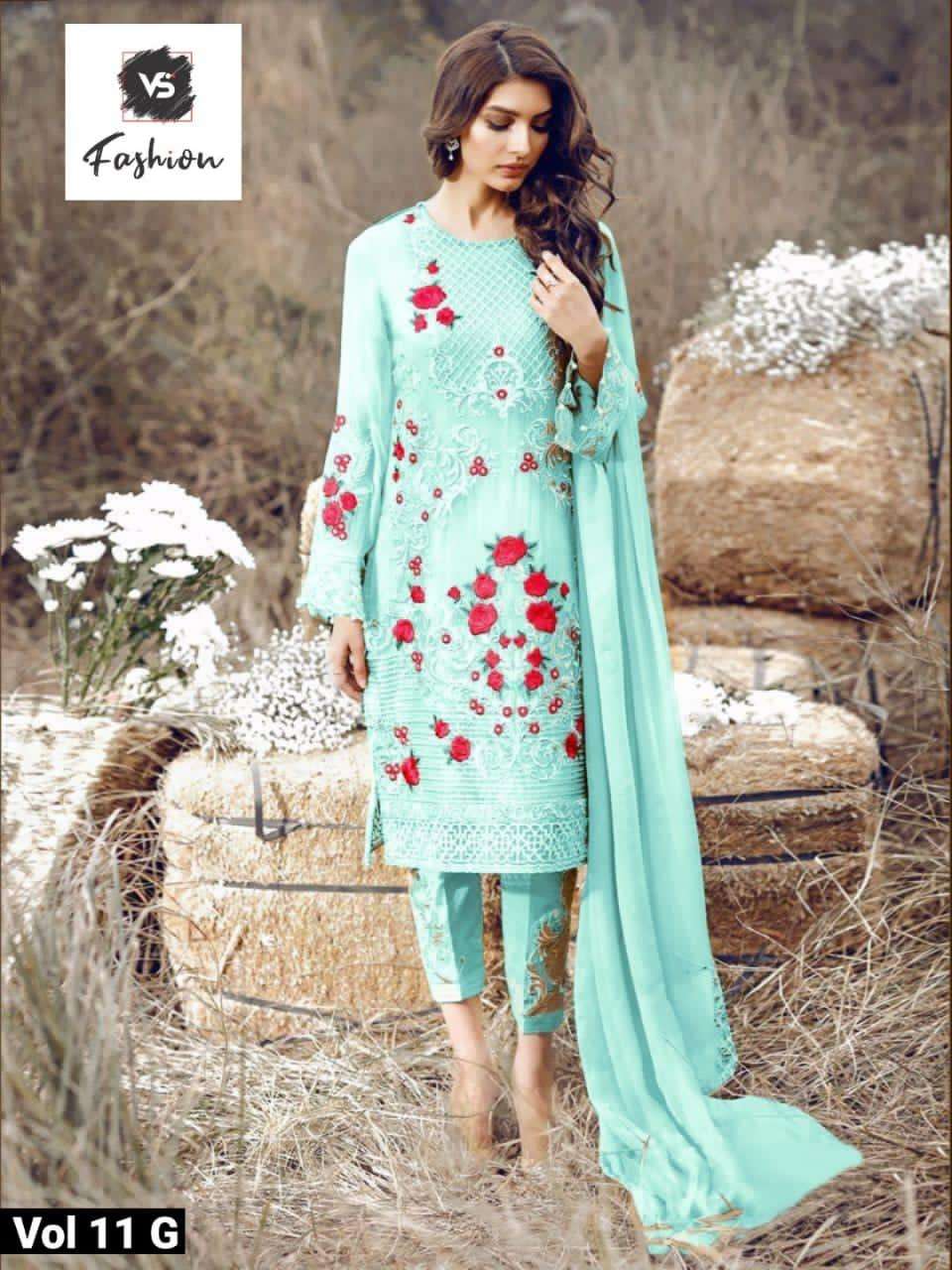 V S FASHION HIT DESIGN 11 COLOURS BY V S FASHION 11-A TO 11-G SERIES INDIAN TRADITIONAL WEAR COLLECTION BEAUTIFUL STYLISH FANCY COLORFUL PARTY WEAR & OCCASIONAL WEAR FANCY DRESS AT WHOLESALE PRICE