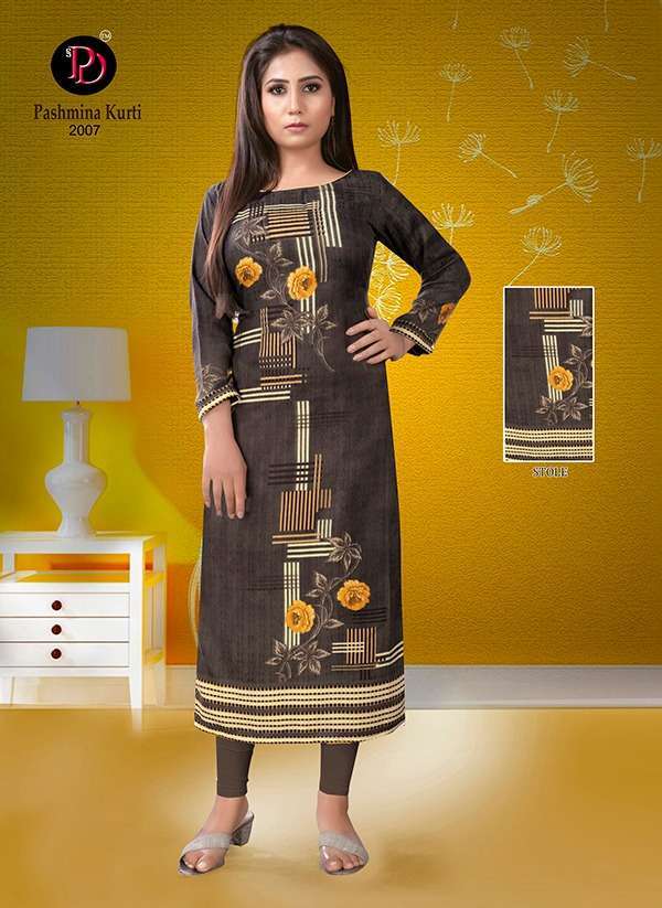 PASHMINA VOL-2 BY POORVI DESIGNER 2001 TO 2009 SERIES BEAUTIFUL STYLISH FANCY COLORFUL CASUAL WEAR & ETHNIC WEAR & READY TO WEAR PURE PASHMINA PRINTED KURTIS AT WHOLESALE PRICE