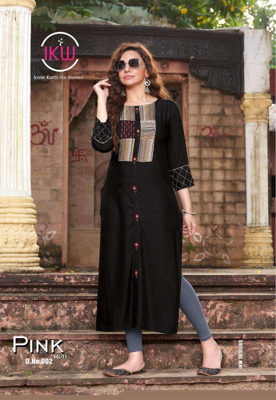 PINK VOL-11 BY IKW 001 TO 008 SERIES STYLISH FANCY BEAUTIFUL COLORFUL CASUAL WEAR & ETHNIC WEAR RAYON KURTIS AT WHOLESALE PRICE