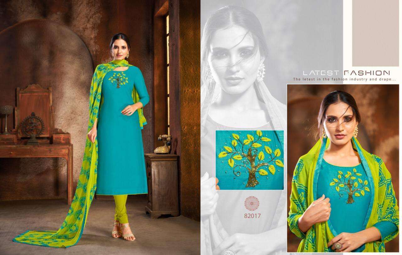 SPRING VOL-5 BY KAPIL TRENDZ 82008 TO 82021 SERIES BEAUTIFUL SUITS STYLISH FANCY COLORFUL PARTY WEAR & OCCASIONAL WEAR COTTON MODEL DRESSES AT WHOLESALE PRICE