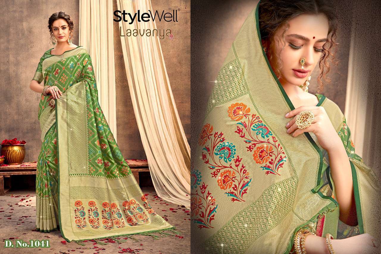 LAAVANYA VOL-2 BY STYLEWELL 1041 TO 1048 SERIES INDIAN TRADITIONAL WEAR COLLECTION BEAUTIFUL STYLISH FANCY COLORFUL PARTY WEAR & OCCASIONAL WEAR BANARASI SILK WEAVING SAREES AT WHOLESALE PRICE