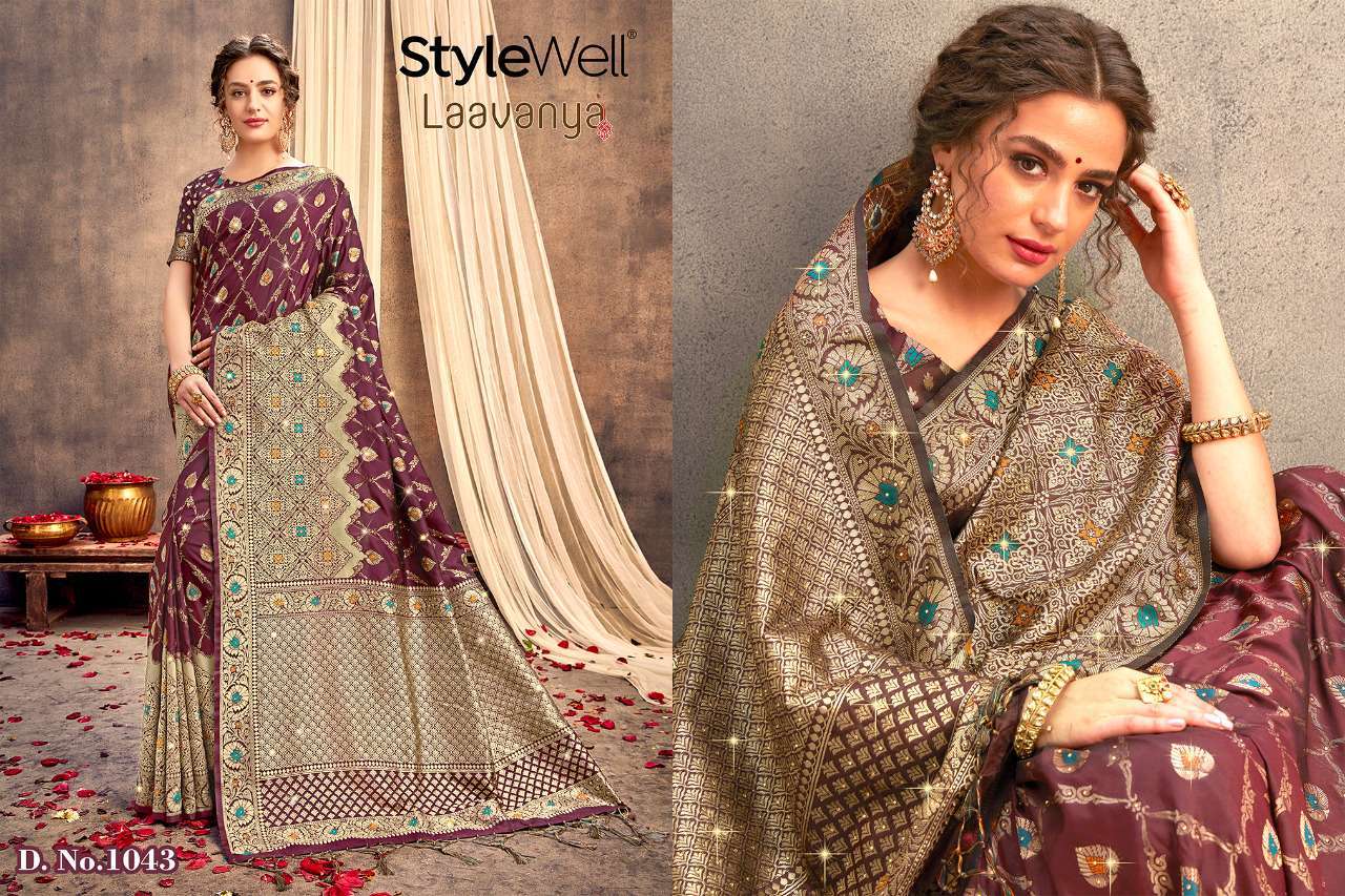 LAAVANYA VOL-2 BY STYLEWELL 1041 TO 1048 SERIES INDIAN TRADITIONAL WEAR COLLECTION BEAUTIFUL STYLISH FANCY COLORFUL PARTY WEAR & OCCASIONAL WEAR BANARASI SILK WEAVING SAREES AT WHOLESALE PRICE