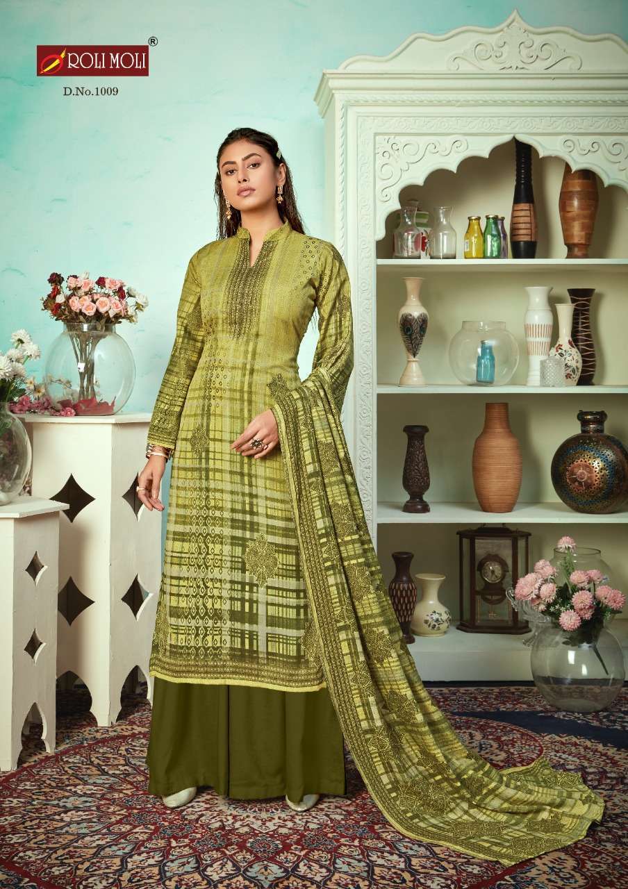 MALLIKA VOL-2 BY ROLI MOLI 1001 TO 1010 SERIES BEAUTIFUL STYLISH SHARARA SUITS FANCY COLORFUL CASUAL WEAR & ETHNIC WEAR & READY TO WEAR HEAVY COTTON PRINTED DRESSES AT WHOLESALE PRICE