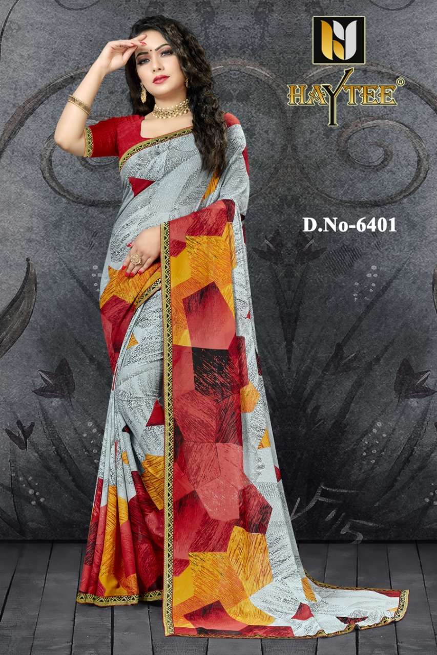 FUZZY VOL-19 BY HAYTEE 6400 TO 6407 SERIES INDIAN TRADITIONAL WEAR COLLECTION BEAUTIFUL STYLISH FANCY COLORFUL PARTY WEAR & OCCASIONAL WEAR RENIAL PRINT SAREES AT WHOLESALE PRICE