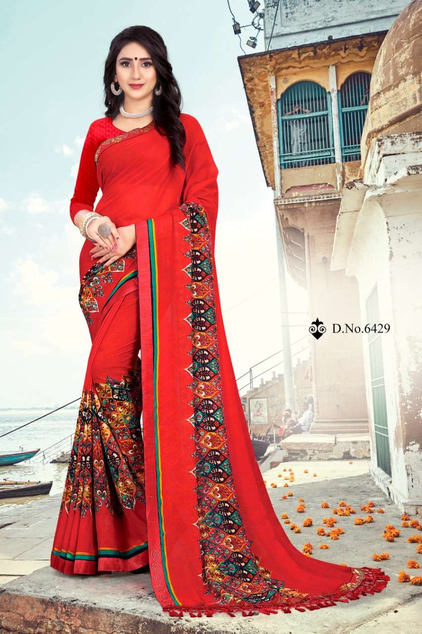 MONALISA BY HAYTEE 6428 TO 6435 SERIES INDIAN TRADITIONAL WEAR COLLECTION BEAUTIFUL STYLISH FANCY COLORFUL PARTY WEAR & OCCASIONAL WEAR RENIAL PRINT SAREES AT WHOLESALE PRICE