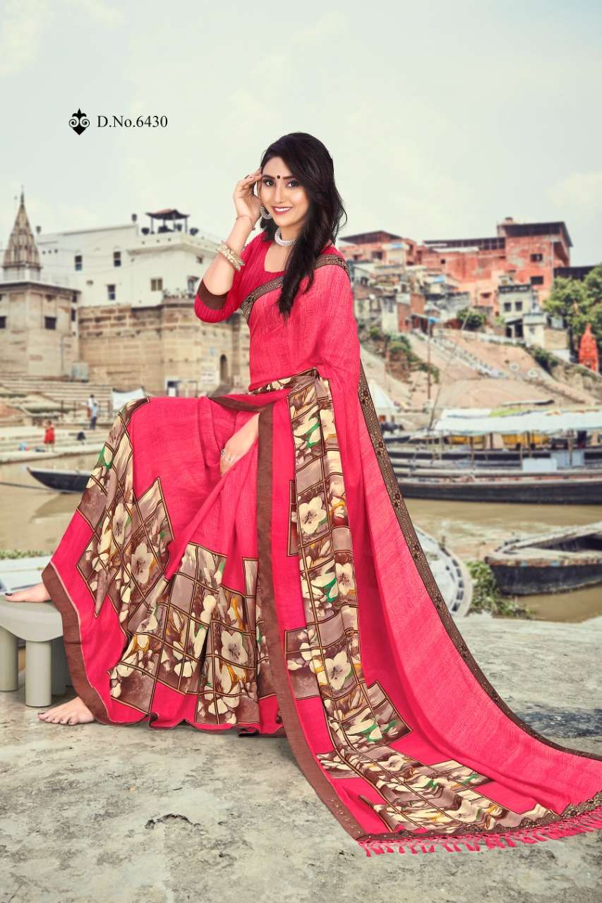 MONALISA BY HAYTEE 6428 TO 6435 SERIES INDIAN TRADITIONAL WEAR COLLECTION BEAUTIFUL STYLISH FANCY COLORFUL PARTY WEAR & OCCASIONAL WEAR RENIAL PRINT SAREES AT WHOLESALE PRICE