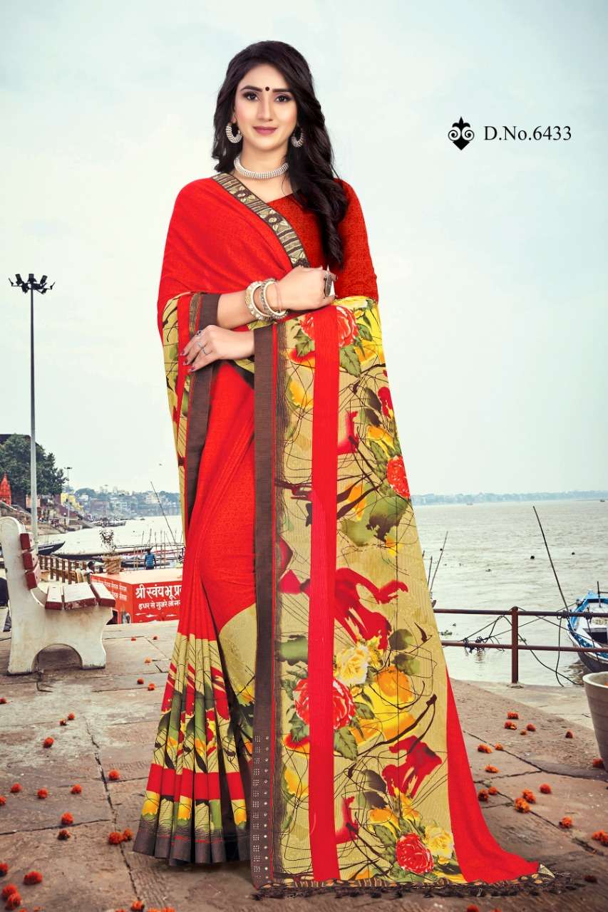 MONALISA BY HAYTEE 6428 TO 6435 SERIES INDIAN TRADITIONAL WEAR COLLECTION BEAUTIFUL STYLISH FANCY COLORFUL PARTY WEAR & OCCASIONAL WEAR RENIAL PRINT SAREES AT WHOLESALE PRICE