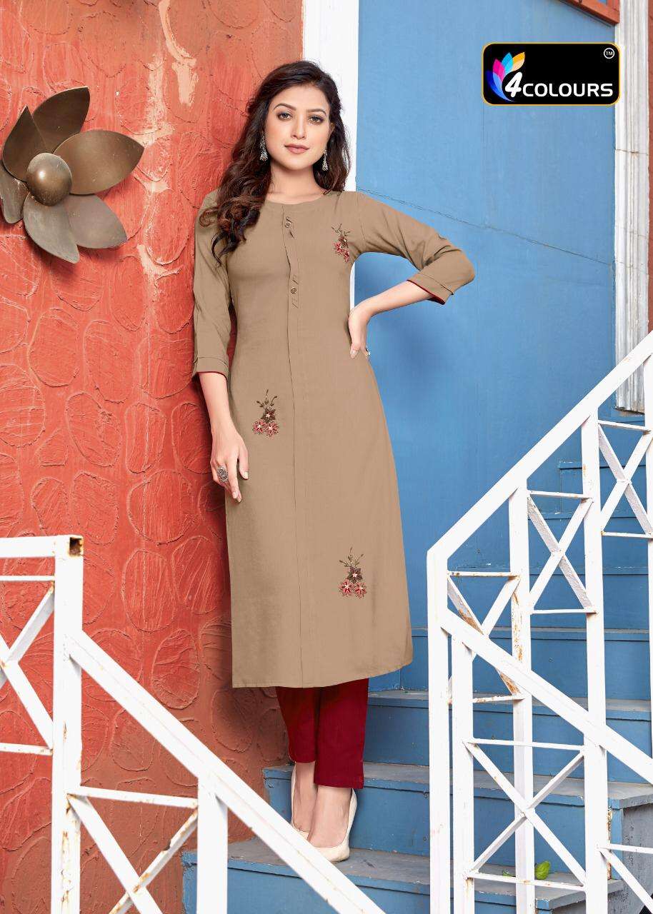 WOMANIYA BY 4 COLOURS 3001 TO 3006 SERIES STYLISH FANCY BEAUTIFUL COLORFUL CASUAL WEAR & ETHNIC WEAR HEAVY RAYON EMBROIDERED KURTIS WITH BOTTOM AT WHOLESALE PRICE