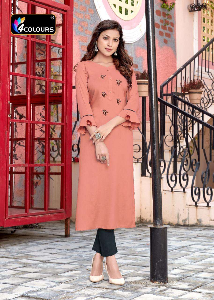 WOMANIYA BY 4 COLOURS 3001 TO 3006 SERIES STYLISH FANCY BEAUTIFUL COLORFUL CASUAL WEAR & ETHNIC WEAR HEAVY RAYON EMBROIDERED KURTIS WITH BOTTOM AT WHOLESALE PRICE