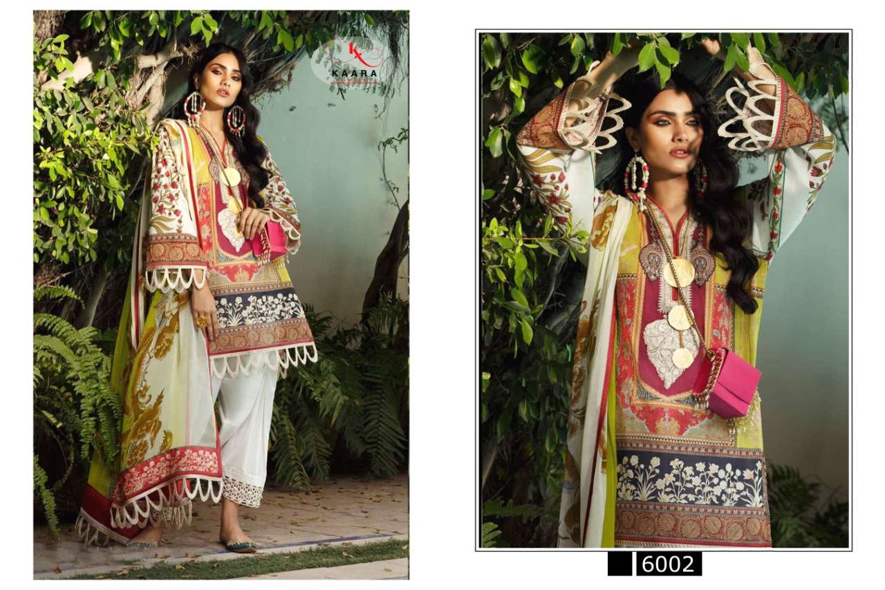 FIRDOUS WINTER COLLECTION VOL-6 BY KAARA SUITS 6001 TO 6004 SERIES DESIGNER PAKISTANI SUITS BEAUTIFUL STYLISH FANCY COLORFUL PARTY WEAR & OCCASIONAL WEAR JAM SATIN PRINT EMBROIDERY DRESSES AT WHOLESALE PRICE