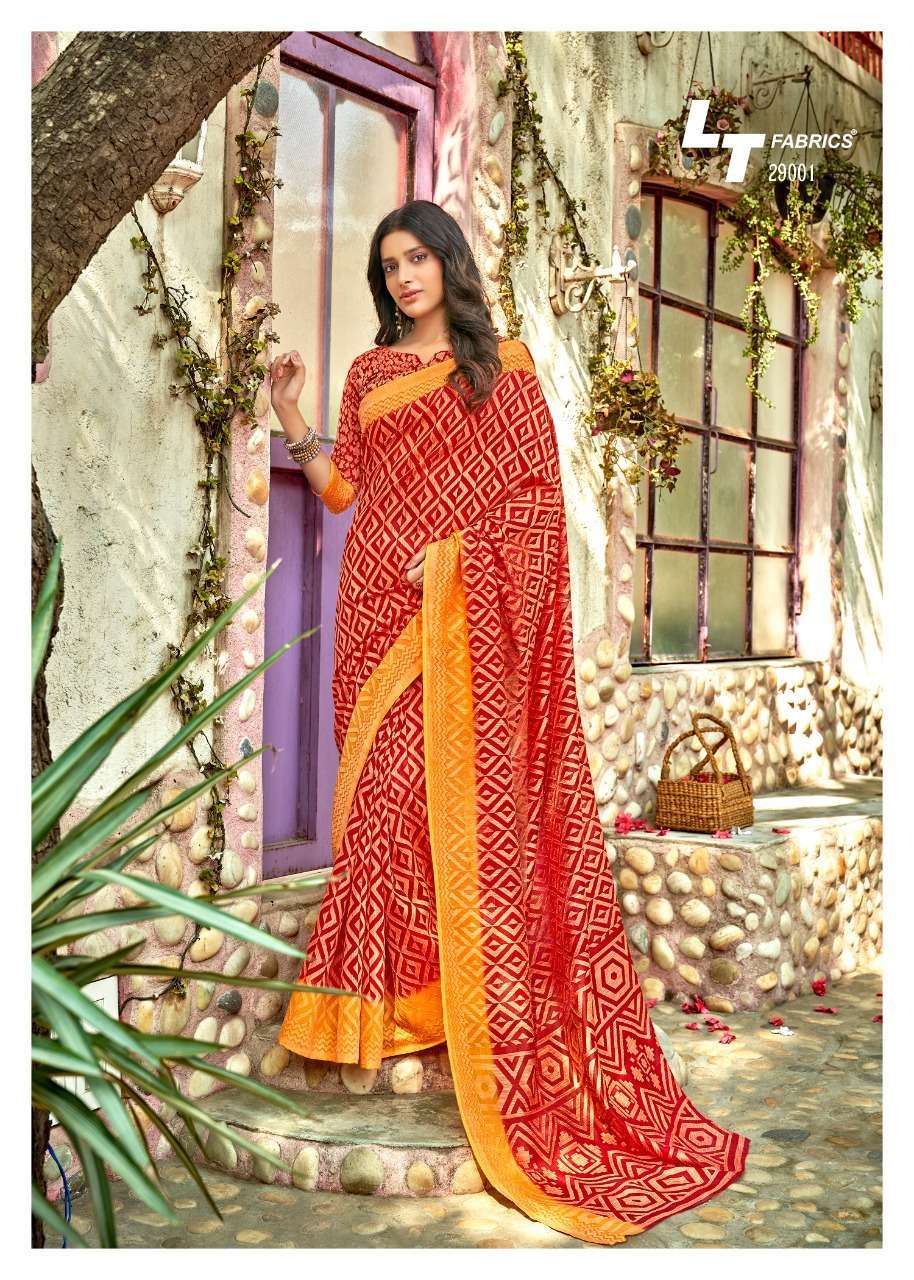 AAHANA 29001 SERIES BY LT FABRICS 29001 TO 29010 SERIES INDIAN TRADITIONAL WEAR COLLECTION BEAUTIFUL STYLISH FANCY COLORFUL PARTY WEAR & OCCASIONAL WEAR HANDLOOM BRASSO SAREES AT WHOLESALE PRICE