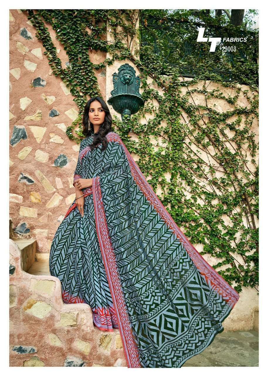 AAHANA 29001 SERIES BY LT FABRICS 29001 TO 29010 SERIES INDIAN TRADITIONAL WEAR COLLECTION BEAUTIFUL STYLISH FANCY COLORFUL PARTY WEAR & OCCASIONAL WEAR HANDLOOM BRASSO SAREES AT WHOLESALE PRICE