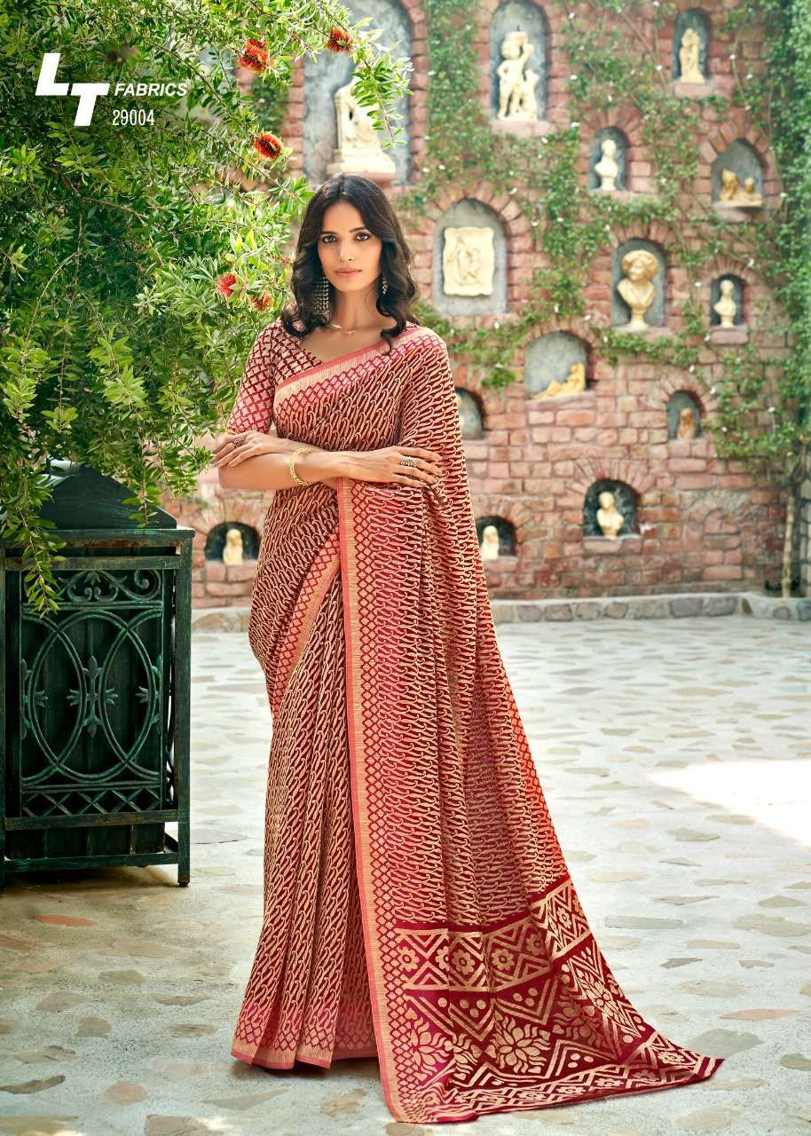 AAHANA 29001 SERIES BY LT FABRICS 29001 TO 29010 SERIES INDIAN TRADITIONAL WEAR COLLECTION BEAUTIFUL STYLISH FANCY COLORFUL PARTY WEAR & OCCASIONAL WEAR HANDLOOM BRASSO SAREES AT WHOLESALE PRICE