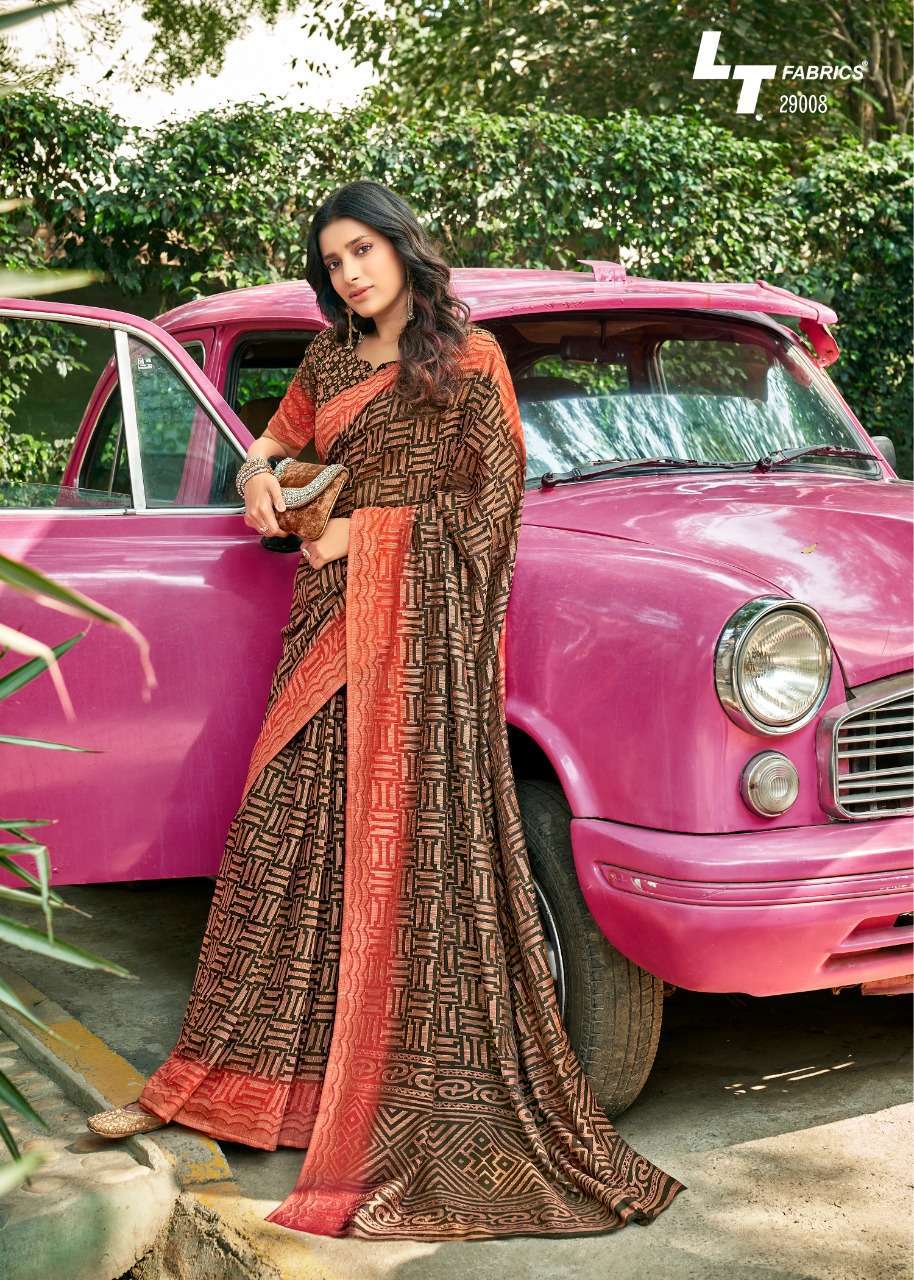 AAHANA 29001 SERIES BY LT FABRICS 29001 TO 29010 SERIES INDIAN TRADITIONAL WEAR COLLECTION BEAUTIFUL STYLISH FANCY COLORFUL PARTY WEAR & OCCASIONAL WEAR HANDLOOM BRASSO SAREES AT WHOLESALE PRICE