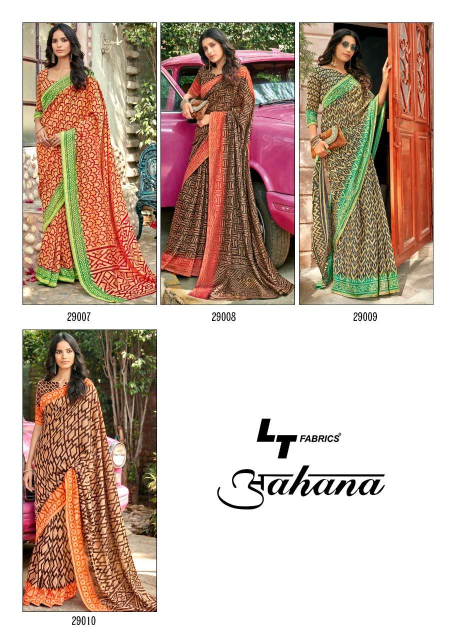AAHANA 29001 SERIES BY LT FABRICS 29001 TO 29010 SERIES INDIAN TRADITIONAL WEAR COLLECTION BEAUTIFUL STYLISH FANCY COLORFUL PARTY WEAR & OCCASIONAL WEAR HANDLOOM BRASSO SAREES AT WHOLESALE PRICE