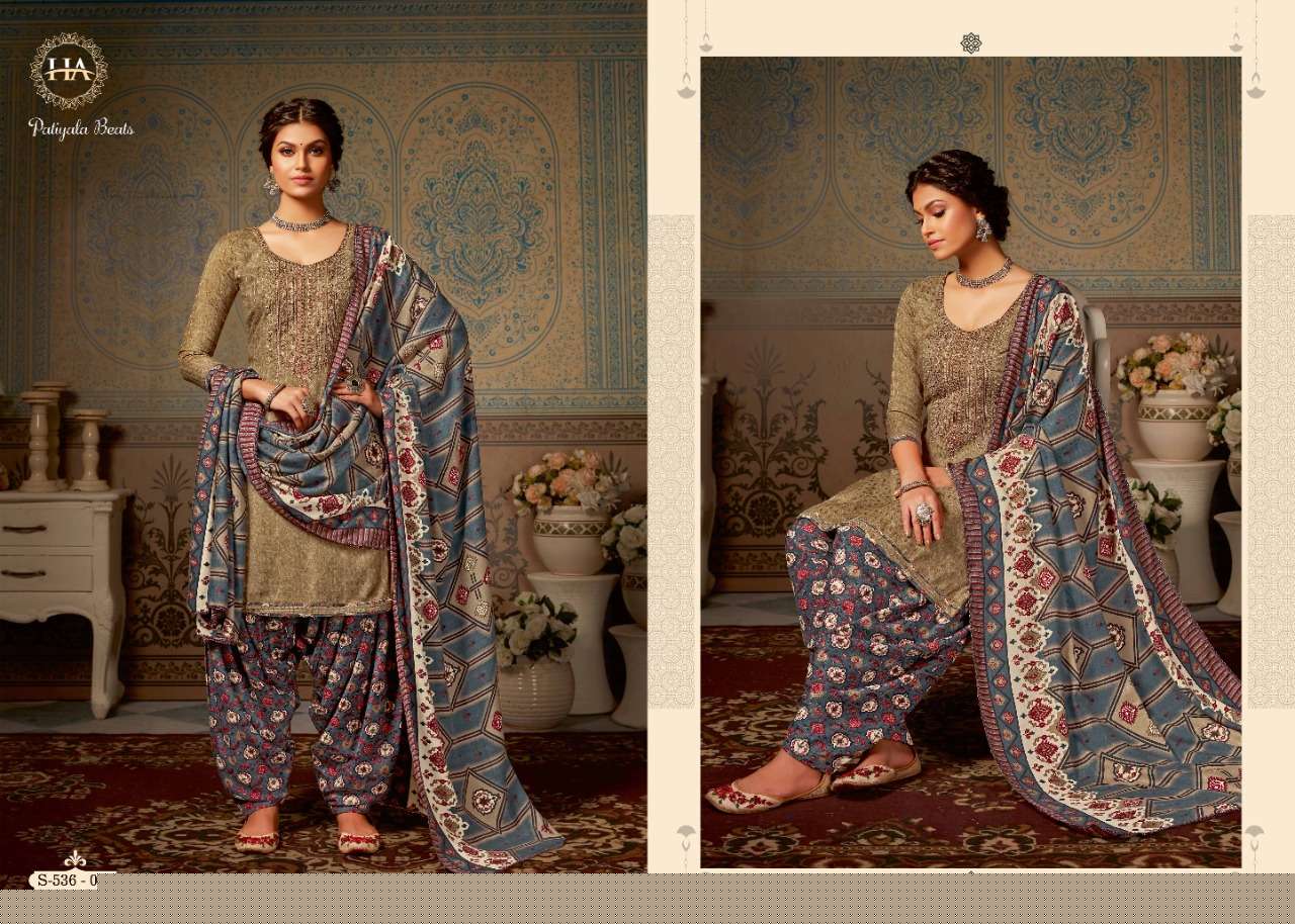 PATIYALA BEATS BY HARSHIT FASHION HUB 536-001 TO 536-010 SERIES DESIGNER FESTIVE SUITS COLLECTION BEAUTIFUL STYLISH FANCY COLORFUL PARTY WEAR & OCCASIONAL WEAR PURE PASHMINA EMBROIDERED DRESSES AT WHOLESALE PRICE