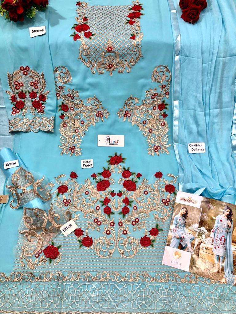 SHREE FABS HIT DESIGN S-137 COLOURS BY SHREE FABS 137-A TO 137-E SERIES Z PAKISTANI SUITS BEAUTIFUL FANCY COLORFUL STYLISH PARTY WEAR & OCCASIONAL WEAR GEORGETTE EMBROIDERED DRESSES AT WHOLESALE PRICE