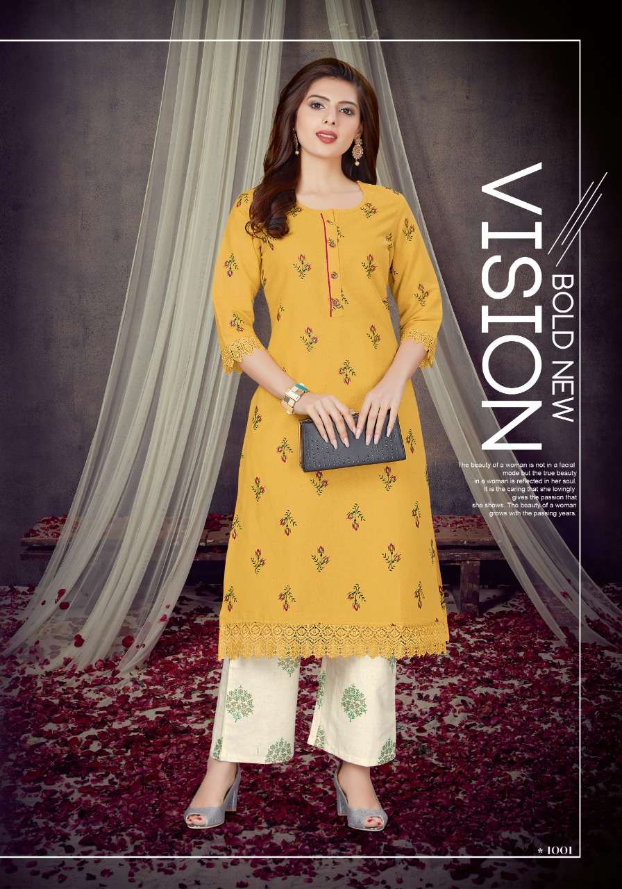 CANDY BY ALISHKA FASHION 1001 TO 1005 SERIES STYLISH FANCY BEAUTIFUL COLORFUL CASUAL WEAR & ETHNIC WEAR COTTON KURTIS WITH BOTTOM AT WHOLESALE PRICE