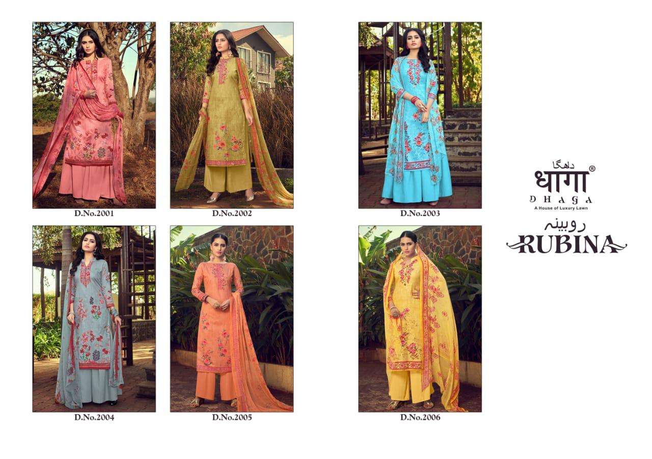 RUBINA BY DHAGA 2001 TO 2006 SERIES DESIGNER SUITS BEAUTIFUL STYLISH FANCY COLORFUL PARTY WEAR & OCCASIONAL WEAR PURE CAMBRIC COTTON PRINTED DRESSES AT WHOLESALE PRICE