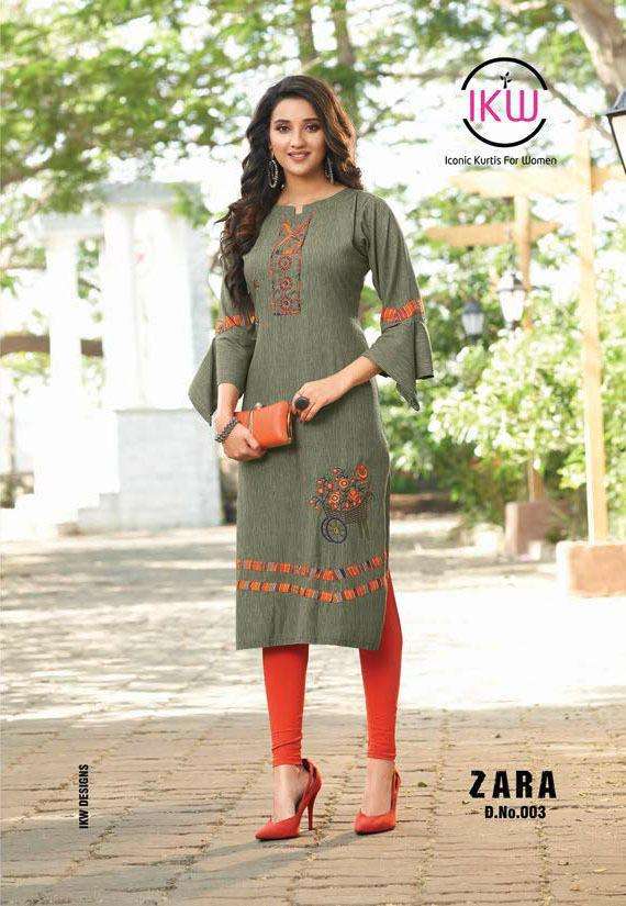 ZARA VOL-2 BY IKW 001 TO 008 SERIES BEAUTIFUL STYLISH FANCY COLORFUL CASUAL WEAR & ETHNIC WEAR HEAVY RAYON KURTIS AT WHOLESALE PRICE