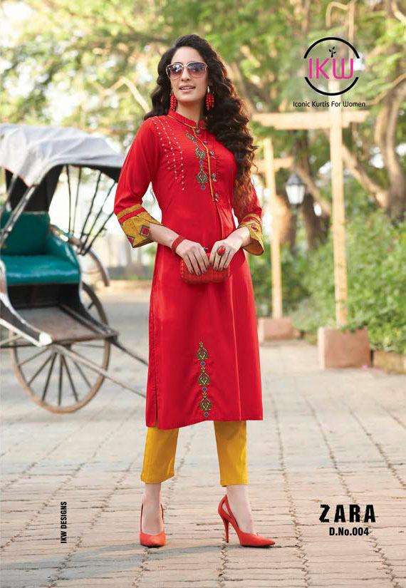 ZARA VOL-2 BY IKW 001 TO 008 SERIES BEAUTIFUL STYLISH FANCY COLORFUL CASUAL WEAR & ETHNIC WEAR HEAVY RAYON KURTIS AT WHOLESALE PRICE