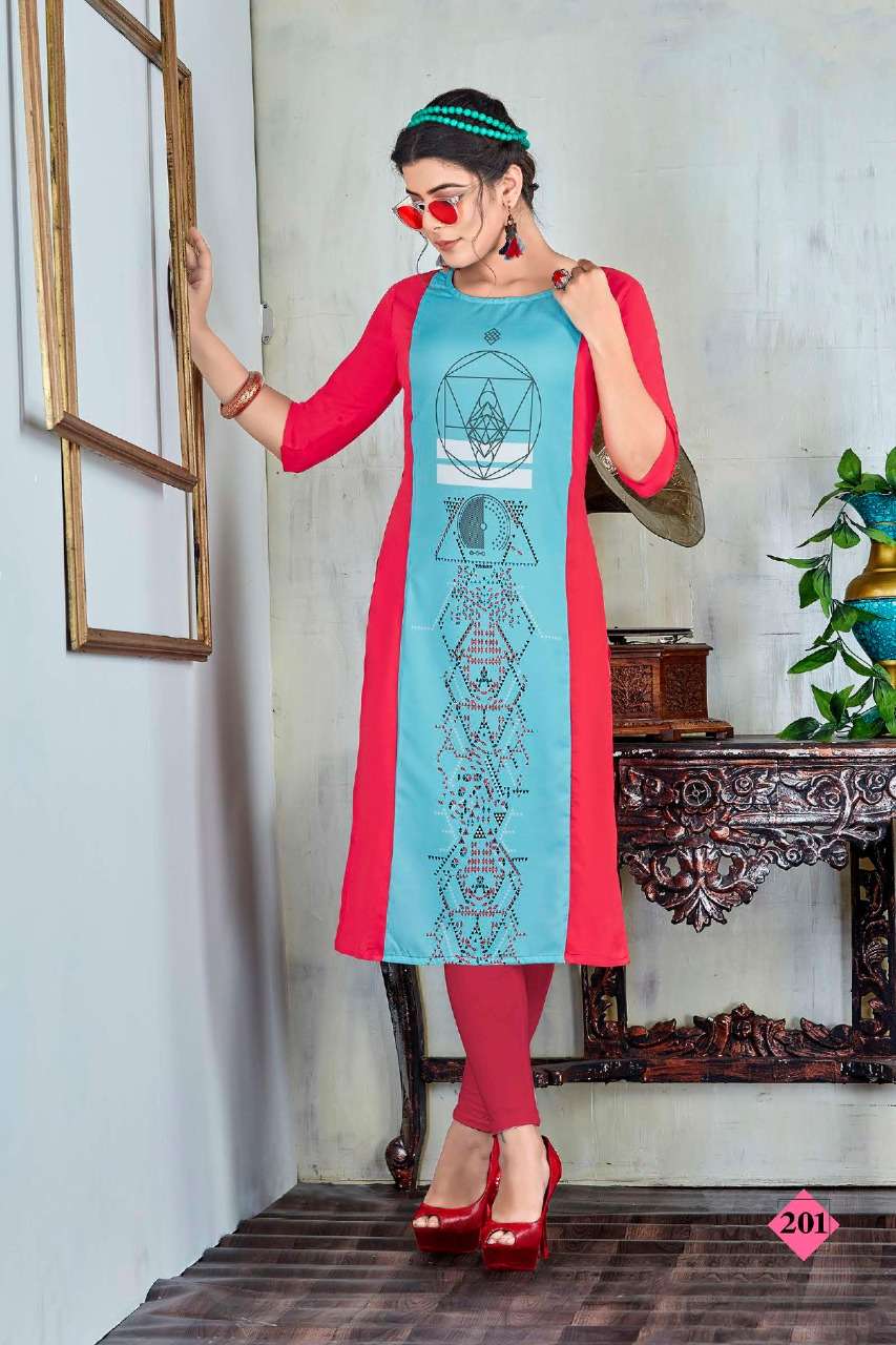 HAZEL VOL-4 BY N4U 201 TO 206 SERIES BEAUTIFUL STYLISH FANCY COLORFUL CASUAL WEAR & ETHNIC WEAR VISCOSE RAYON KURTIS AT WHOLESALE PRICE