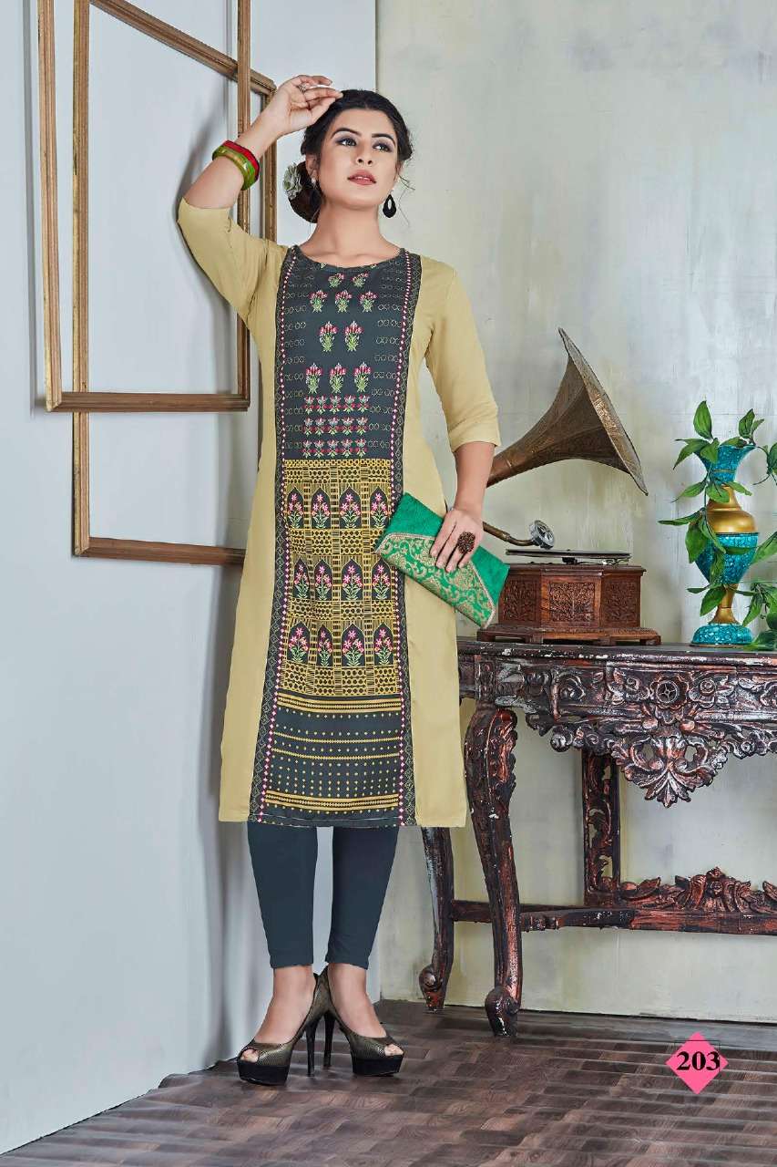 HAZEL VOL-4 BY N4U 201 TO 206 SERIES BEAUTIFUL STYLISH FANCY COLORFUL CASUAL WEAR & ETHNIC WEAR VISCOSE RAYON KURTIS AT WHOLESALE PRICE