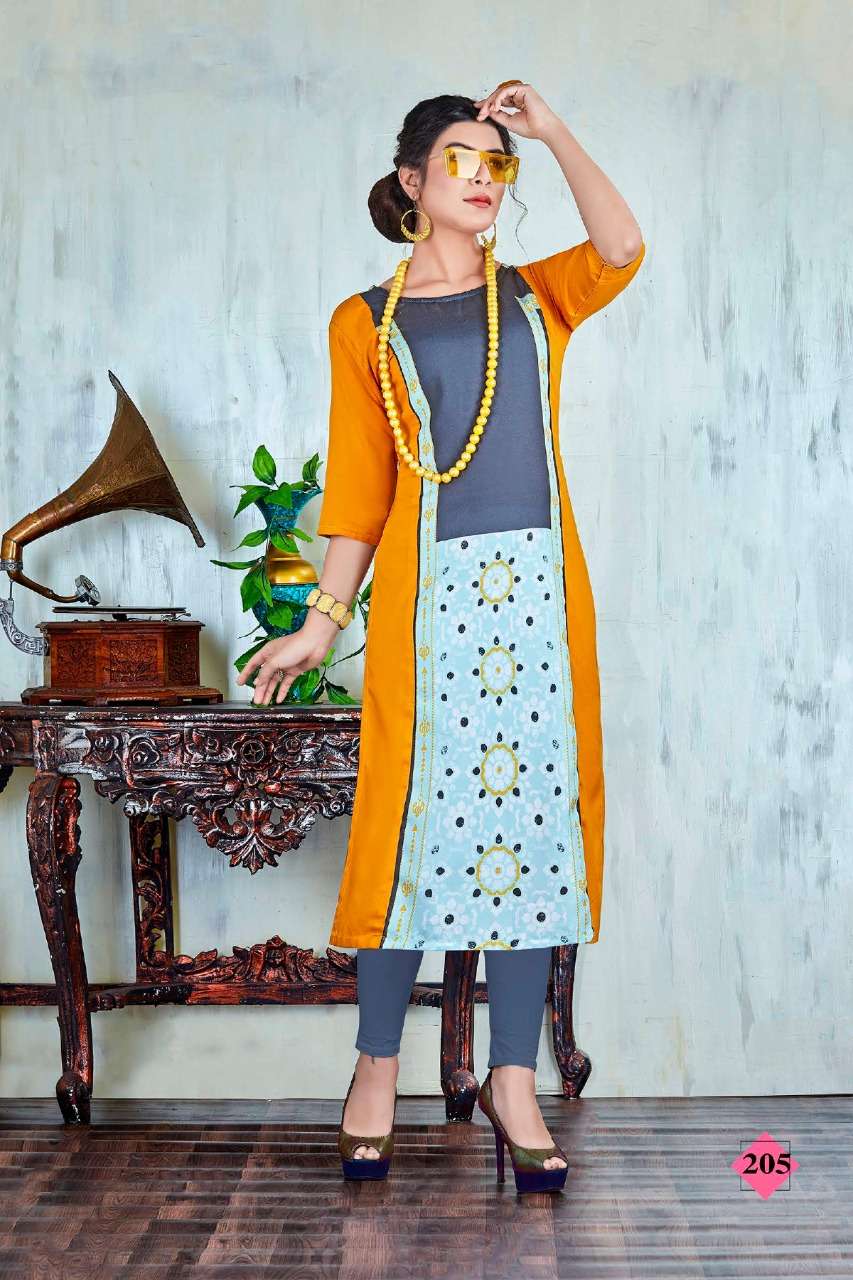HAZEL VOL-4 BY N4U 201 TO 206 SERIES BEAUTIFUL STYLISH FANCY COLORFUL CASUAL WEAR & ETHNIC WEAR VISCOSE RAYON KURTIS AT WHOLESALE PRICE