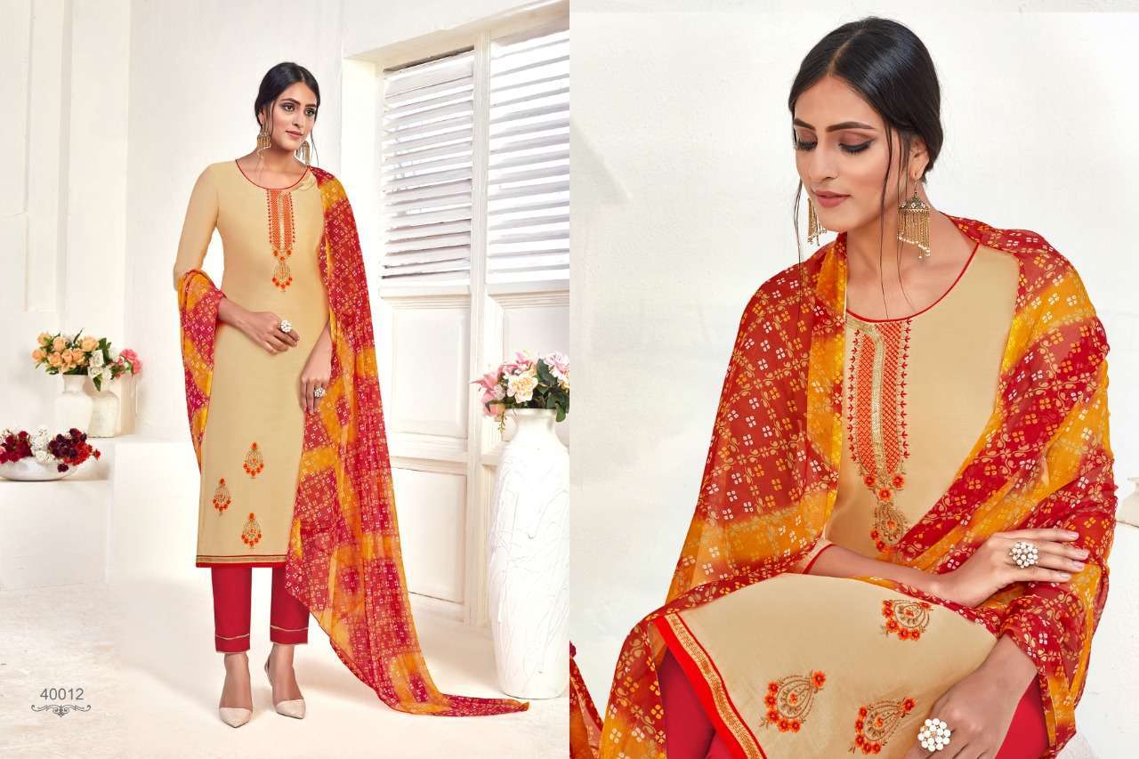 WILD CARD VOL-3 BY RAGHAV CREATION 40001 TO 40012 SERIES DESIGNER SUITS COLLECTION BEAUTIFUL STYLISH FANCY COLORFUL PARTY WEAR & OCCASIONAL WEAR PURE CHANDERI PRINTED DRESSES AT WHOLESALE PRICE