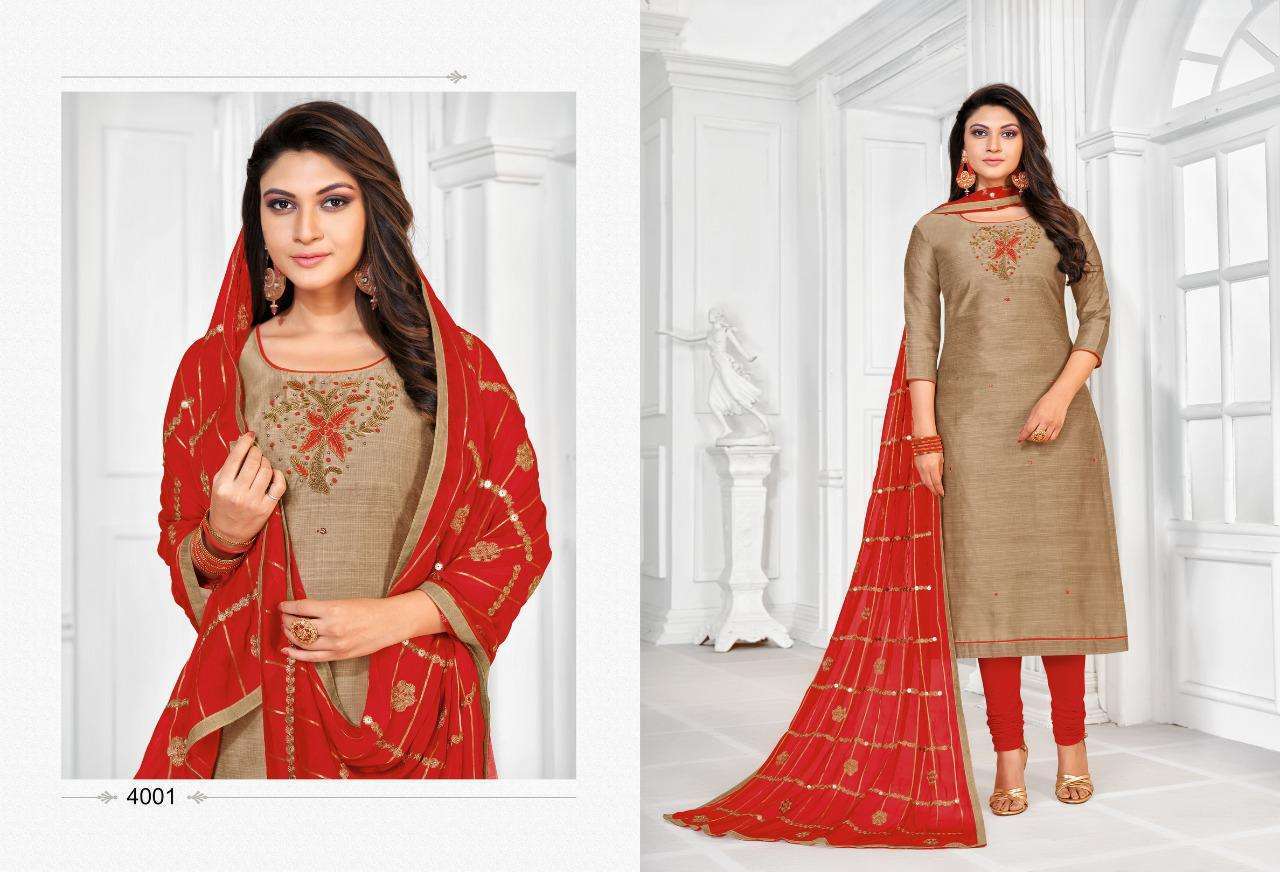 BALLON VOL-4 BY SHAGUN LIFESTYLE 4001 TO 4012 SERIES DESIGNER SUITS COLLECTION BEAUTIFUL STYLISH FANCY COLORFUL PARTY WEAR & OCCASIONAL WEAR JHARNA SILK PRINTED DRESSES AT WHOLESALE PRICE