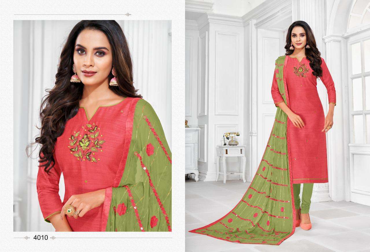 BALLON VOL-4 BY SHAGUN LIFESTYLE 4001 TO 4012 SERIES DESIGNER SUITS COLLECTION BEAUTIFUL STYLISH FANCY COLORFUL PARTY WEAR & OCCASIONAL WEAR JHARNA SILK PRINTED DRESSES AT WHOLESALE PRICE