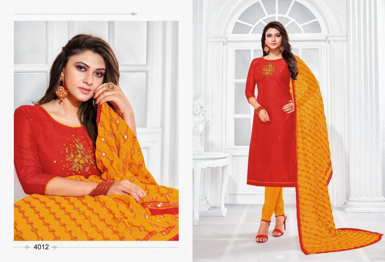 BALLON VOL-4 BY SHAGUN LIFESTYLE 4001 TO 4012 SERIES DESIGNER SUITS COLLECTION BEAUTIFUL STYLISH FANCY COLORFUL PARTY WEAR & OCCASIONAL WEAR JHARNA SILK PRINTED DRESSES AT WHOLESALE PRICE