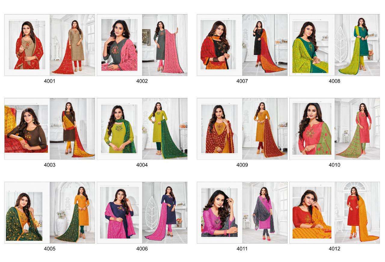 BALLON VOL-4 BY SHAGUN LIFESTYLE 4001 TO 4012 SERIES DESIGNER SUITS COLLECTION BEAUTIFUL STYLISH FANCY COLORFUL PARTY WEAR & OCCASIONAL WEAR JHARNA SILK PRINTED DRESSES AT WHOLESALE PRICE