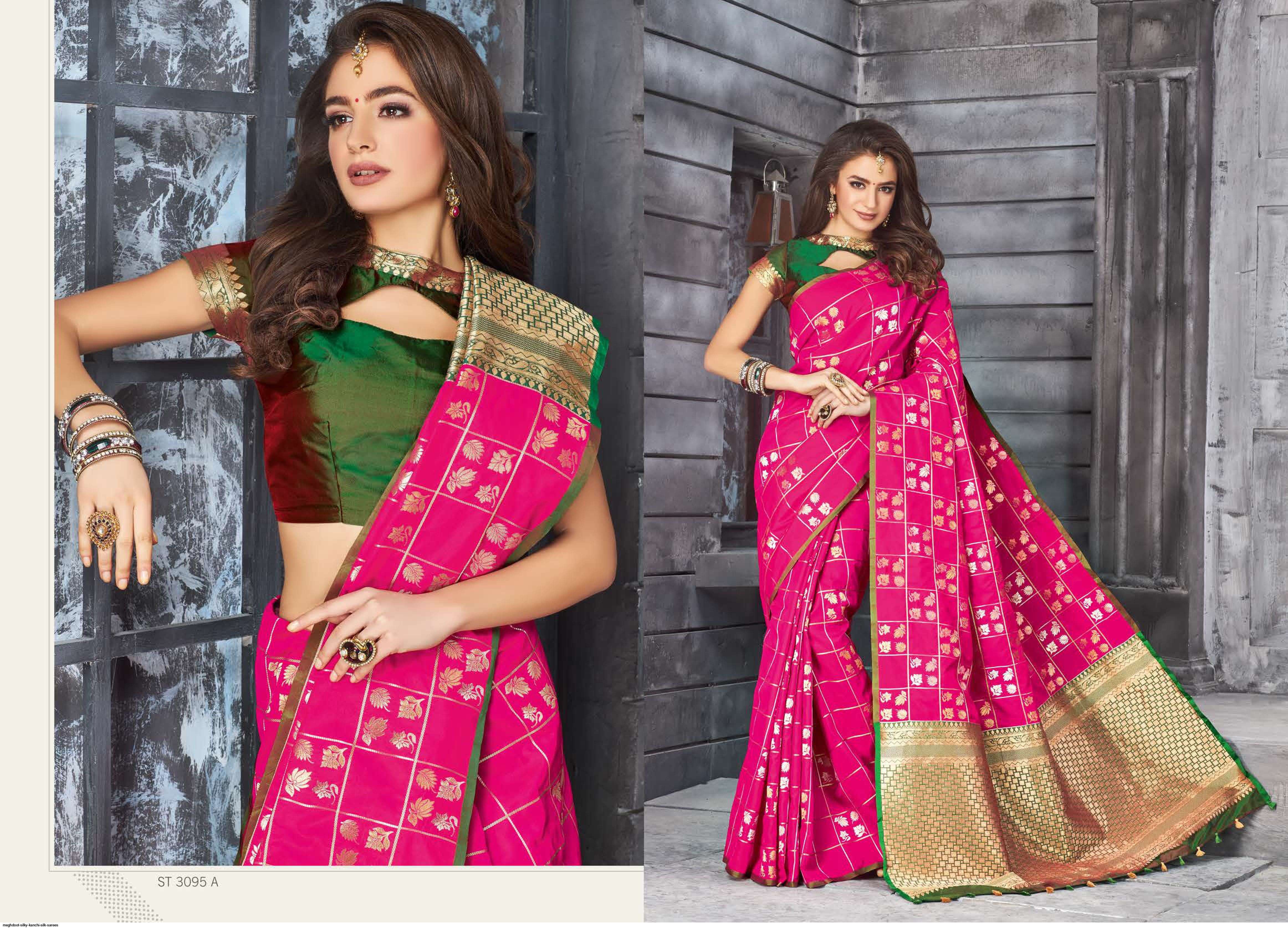 SILKY BY MOGHDOOT INDIAN TRADITIONAL WEAR COLLECTION BEAUTIFUL STYLISH FANCY COLORFUL PARTY WEAR & OCCASIONAL WEAR KANCHI SILK SAREES AT WHOLESALE PRICE