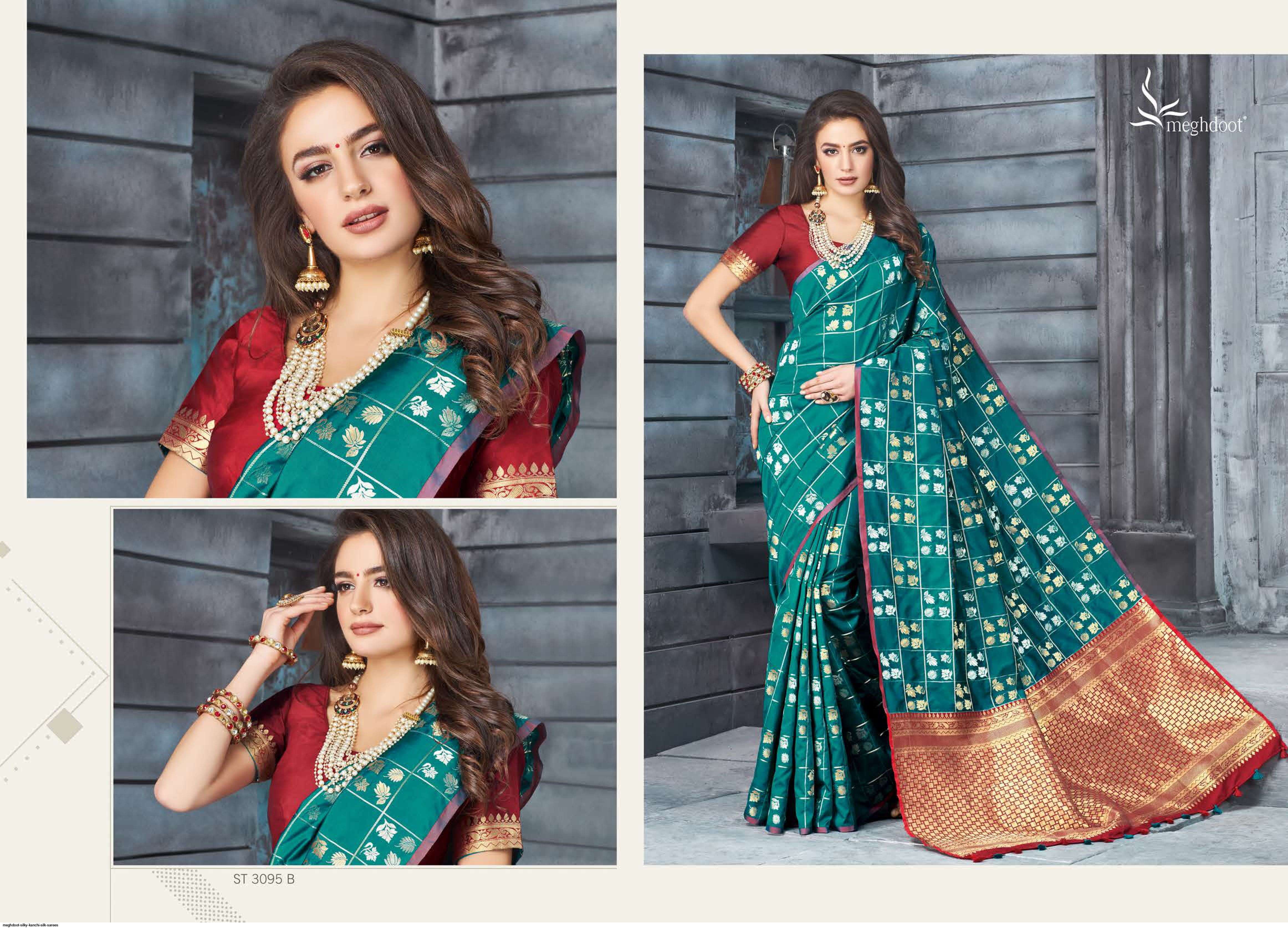 SILKY BY MOGHDOOT INDIAN TRADITIONAL WEAR COLLECTION BEAUTIFUL STYLISH FANCY COLORFUL PARTY WEAR & OCCASIONAL WEAR KANCHI SILK SAREES AT WHOLESALE PRICE