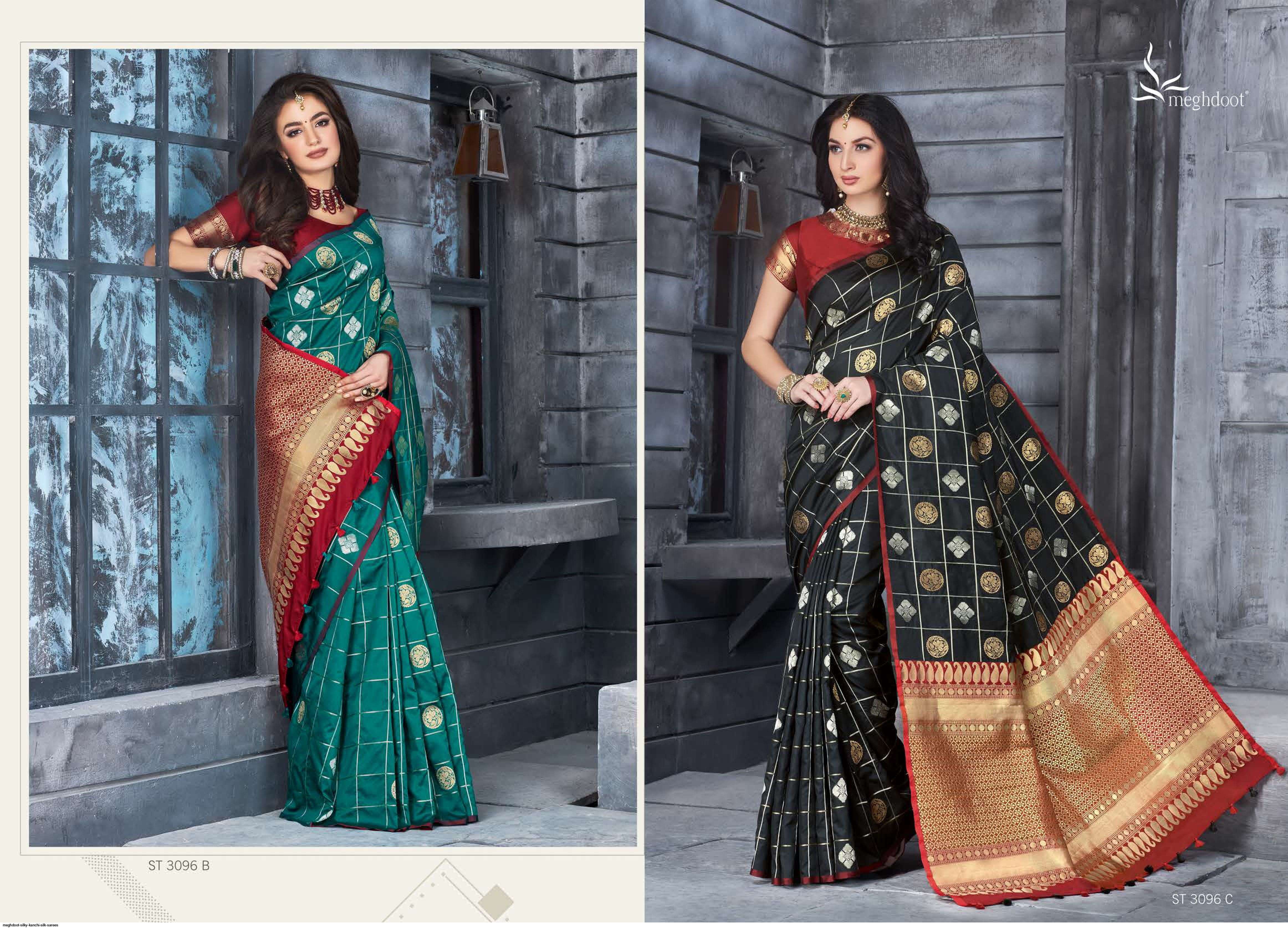 SILKY BY MOGHDOOT INDIAN TRADITIONAL WEAR COLLECTION BEAUTIFUL STYLISH FANCY COLORFUL PARTY WEAR & OCCASIONAL WEAR KANCHI SILK SAREES AT WHOLESALE PRICE