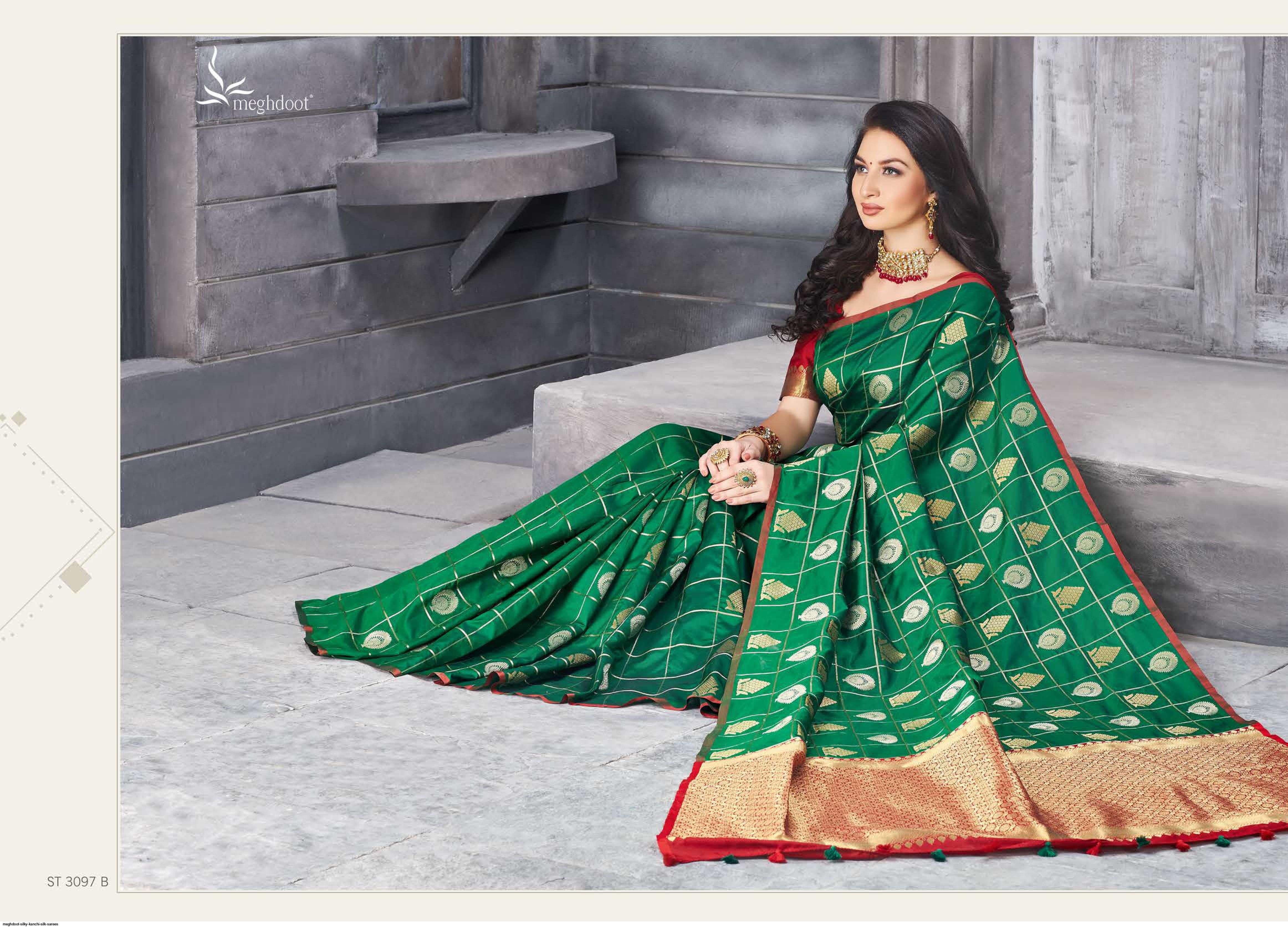SILKY BY MOGHDOOT INDIAN TRADITIONAL WEAR COLLECTION BEAUTIFUL STYLISH FANCY COLORFUL PARTY WEAR & OCCASIONAL WEAR KANCHI SILK SAREES AT WHOLESALE PRICE
