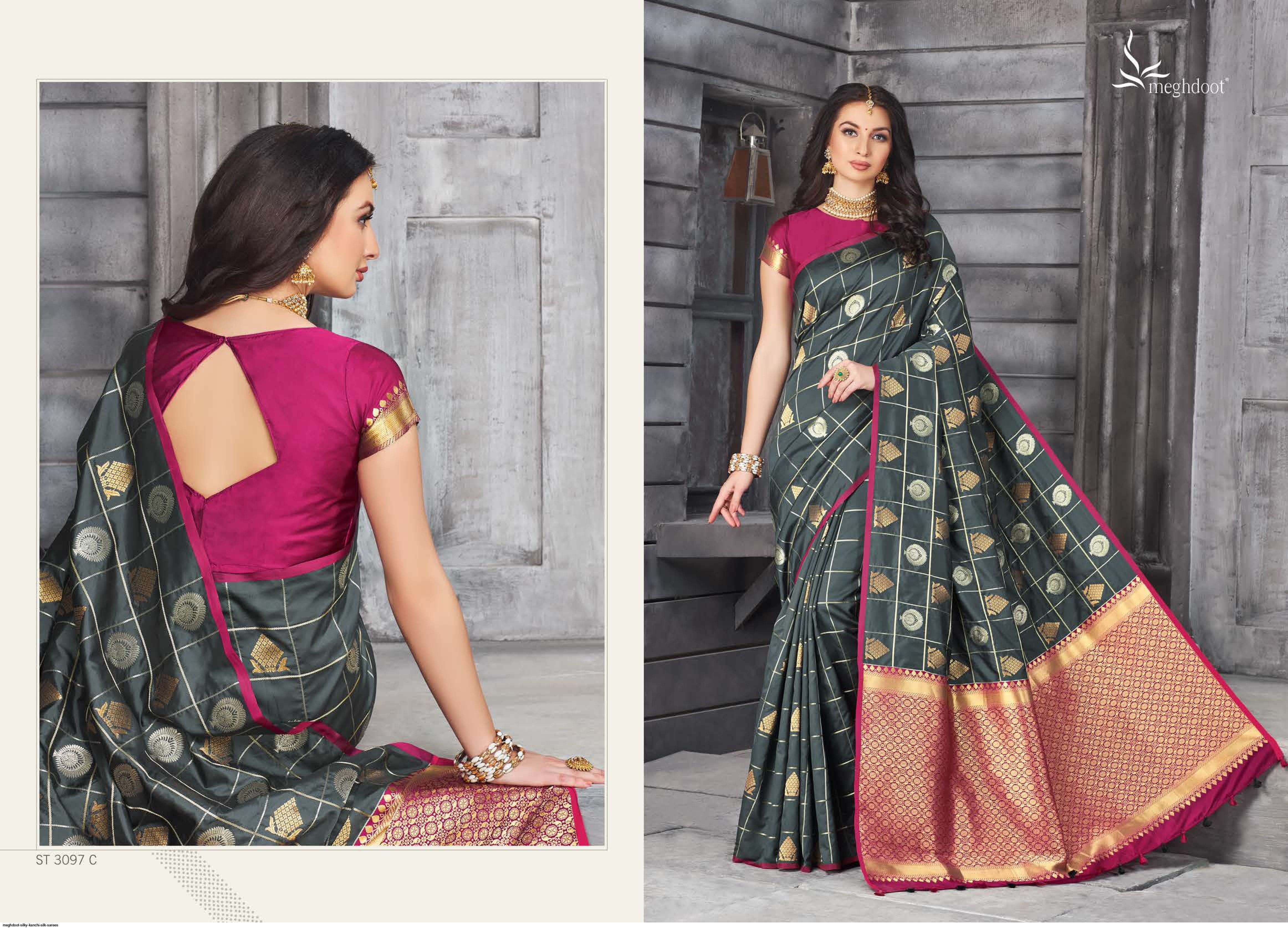 SILKY BY MOGHDOOT INDIAN TRADITIONAL WEAR COLLECTION BEAUTIFUL STYLISH FANCY COLORFUL PARTY WEAR & OCCASIONAL WEAR KANCHI SILK SAREES AT WHOLESALE PRICE