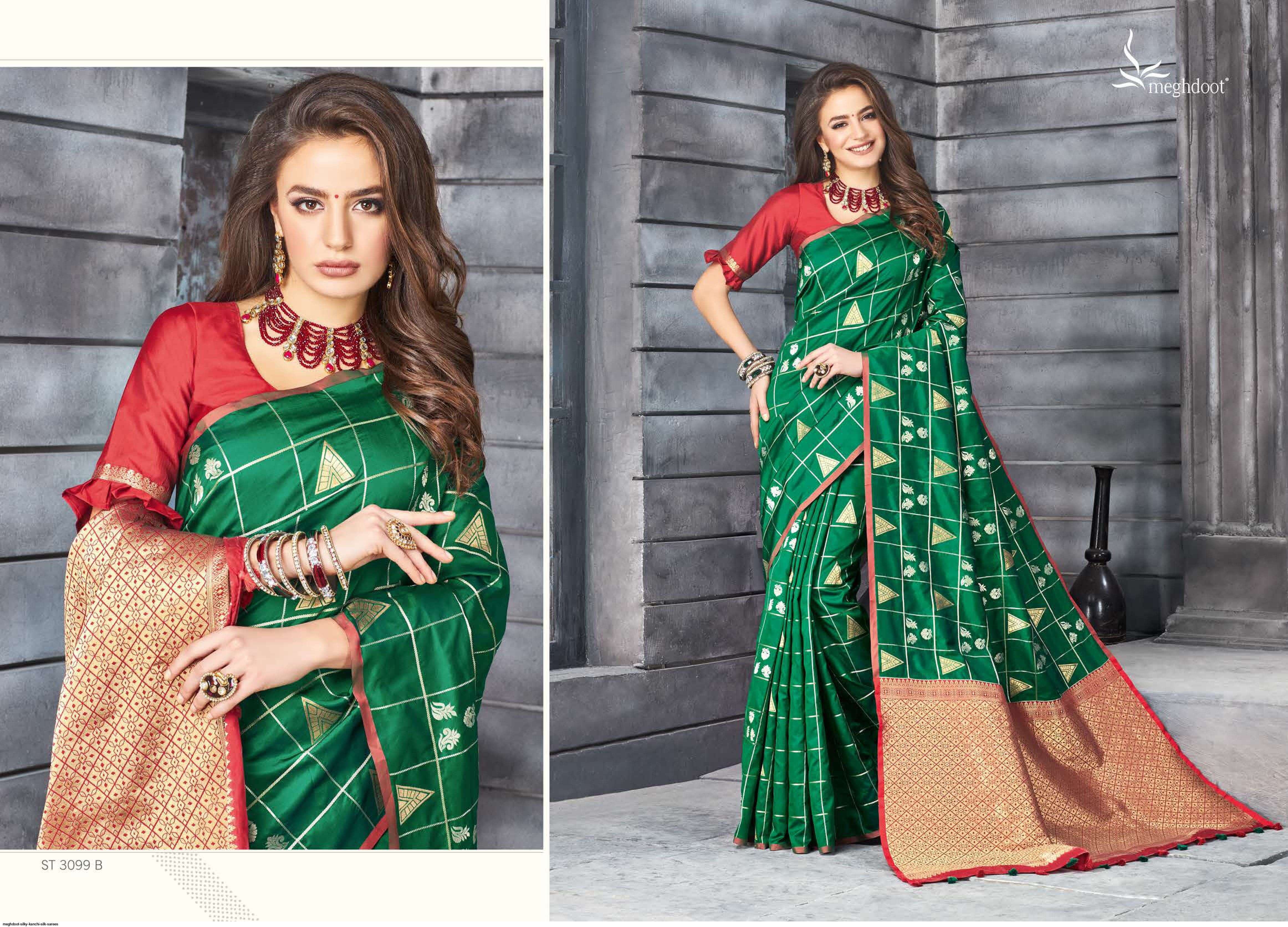 SILKY BY MOGHDOOT INDIAN TRADITIONAL WEAR COLLECTION BEAUTIFUL STYLISH FANCY COLORFUL PARTY WEAR & OCCASIONAL WEAR KANCHI SILK SAREES AT WHOLESALE PRICE