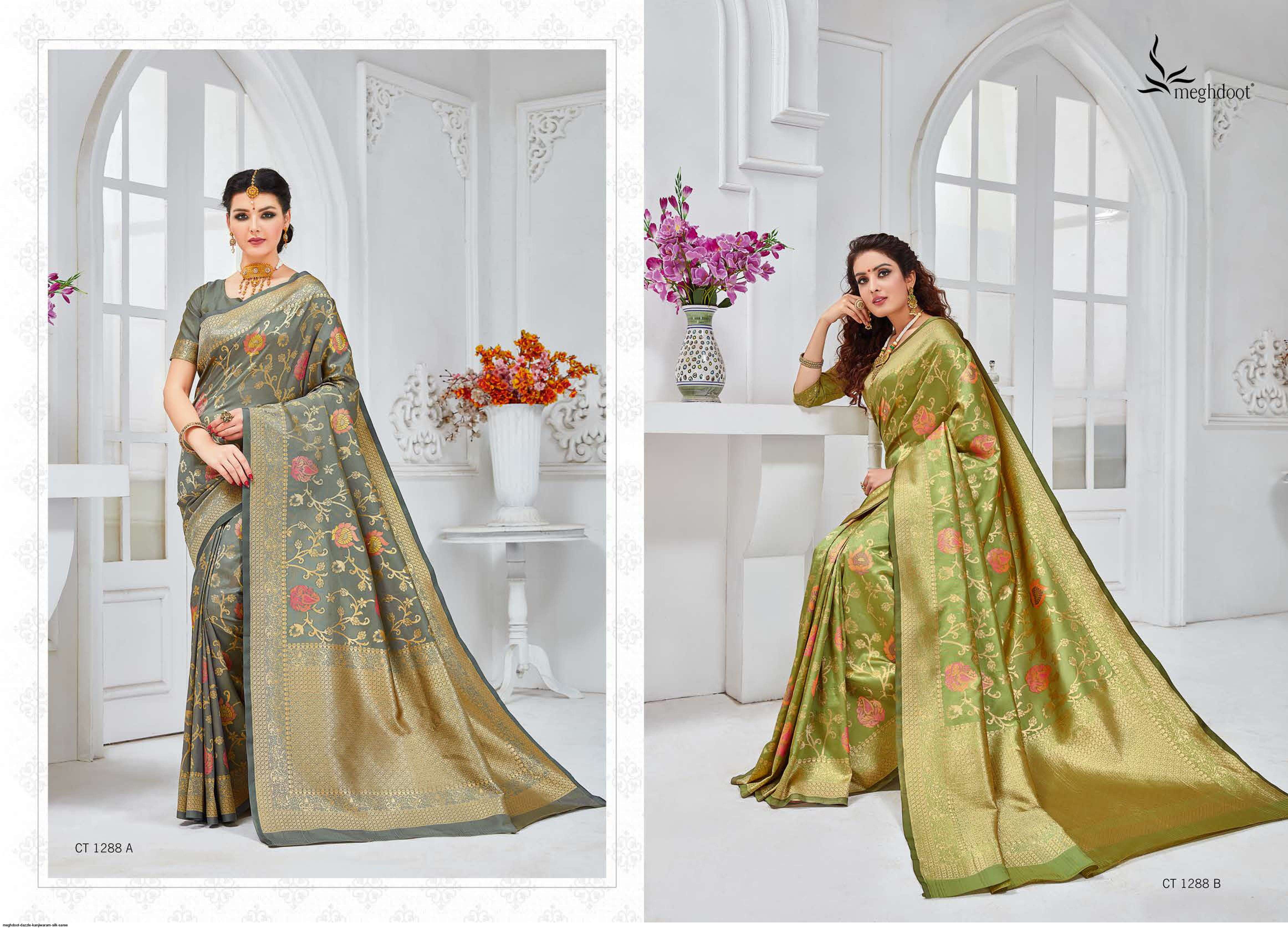 DAZZLE BY MOGHDOOT INDIAN TRADITIONAL WEAR COLLECTION BEAUTIFUL STYLISH FANCY COLORFUL PARTY WEAR & OCCASIONAL WEAR KANJIWARAM SILK SAREES AT WHOLESALE PRICE