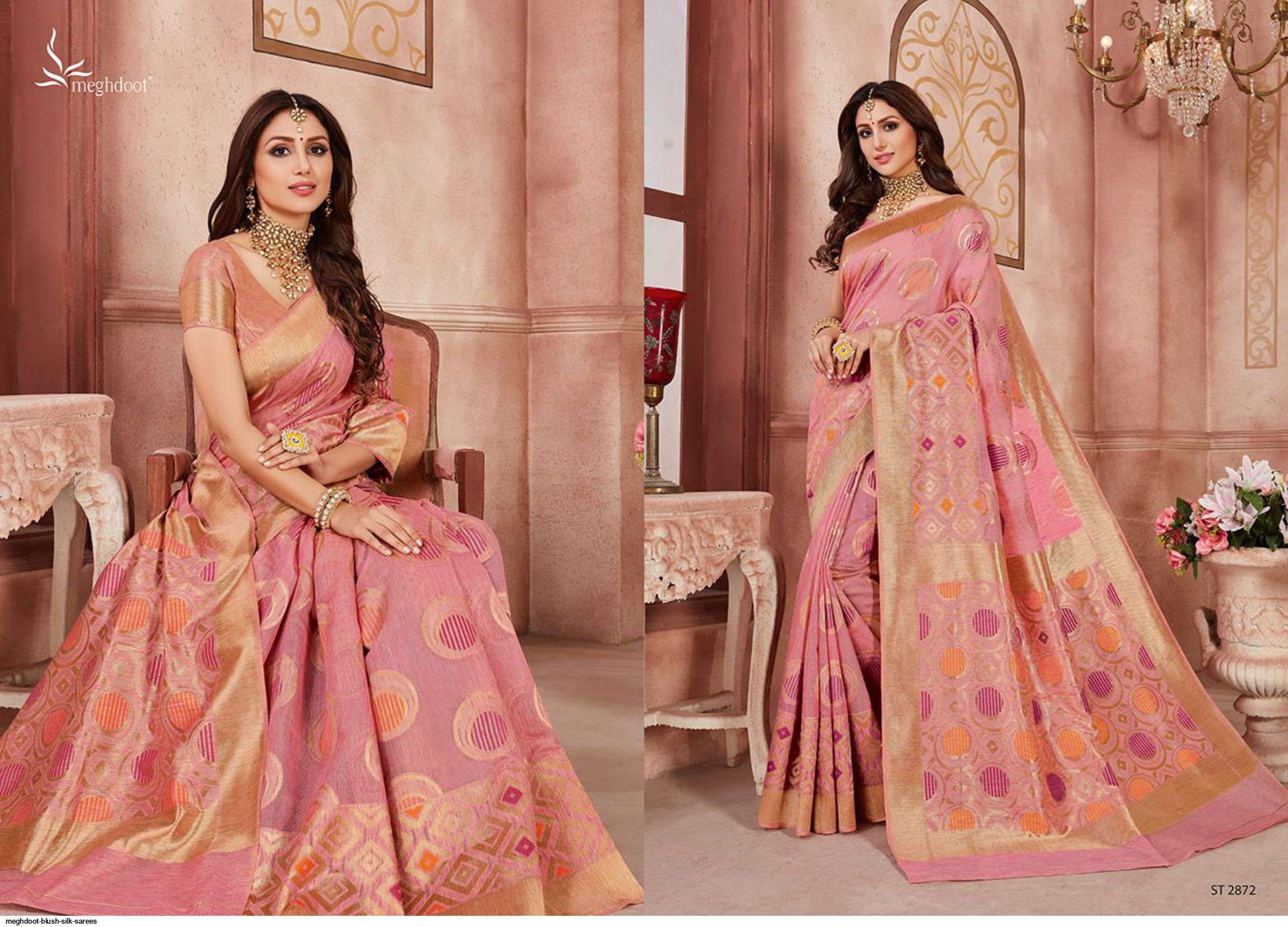 BLUSH BY MOGHDOOT INDIAN TRADITIONAL WEAR COLLECTION BEAUTIFUL STYLISH FANCY COLORFUL PARTY WEAR & OCCASIONAL WEAR JUTE SILK SAREES AT WHOLESALE PRICE