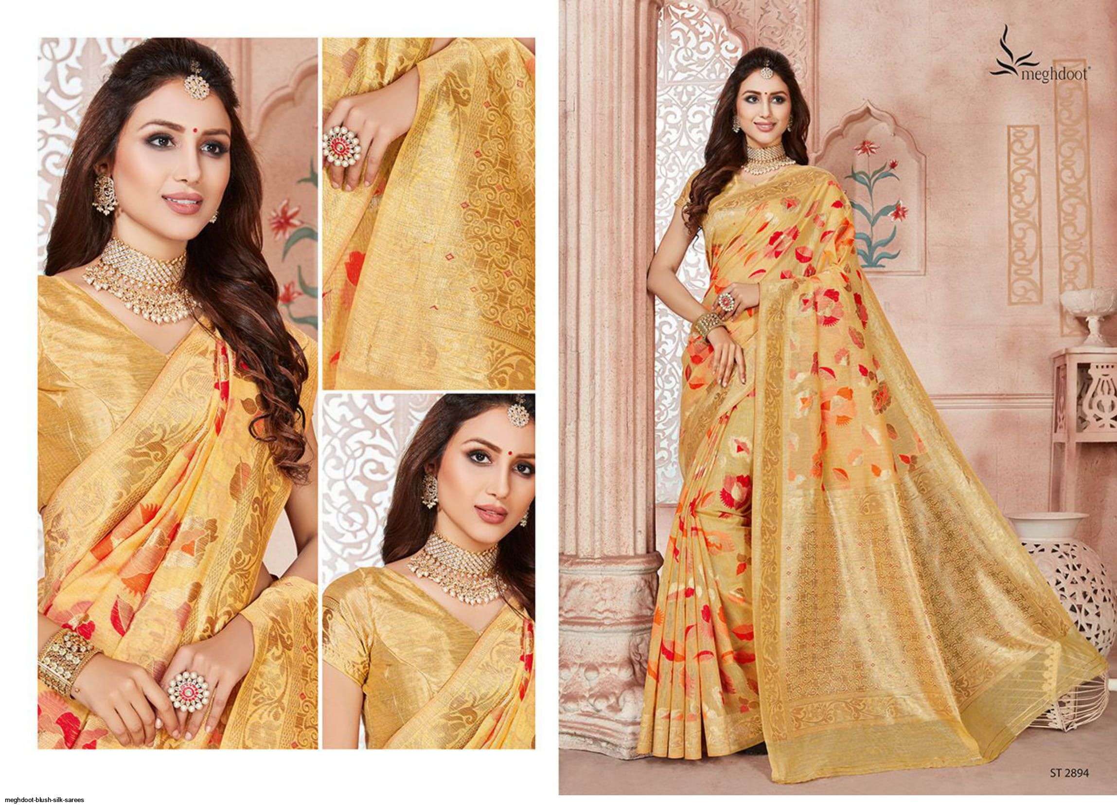BLUSH BY MOGHDOOT INDIAN TRADITIONAL WEAR COLLECTION BEAUTIFUL STYLISH FANCY COLORFUL PARTY WEAR & OCCASIONAL WEAR JUTE SILK SAREES AT WHOLESALE PRICE