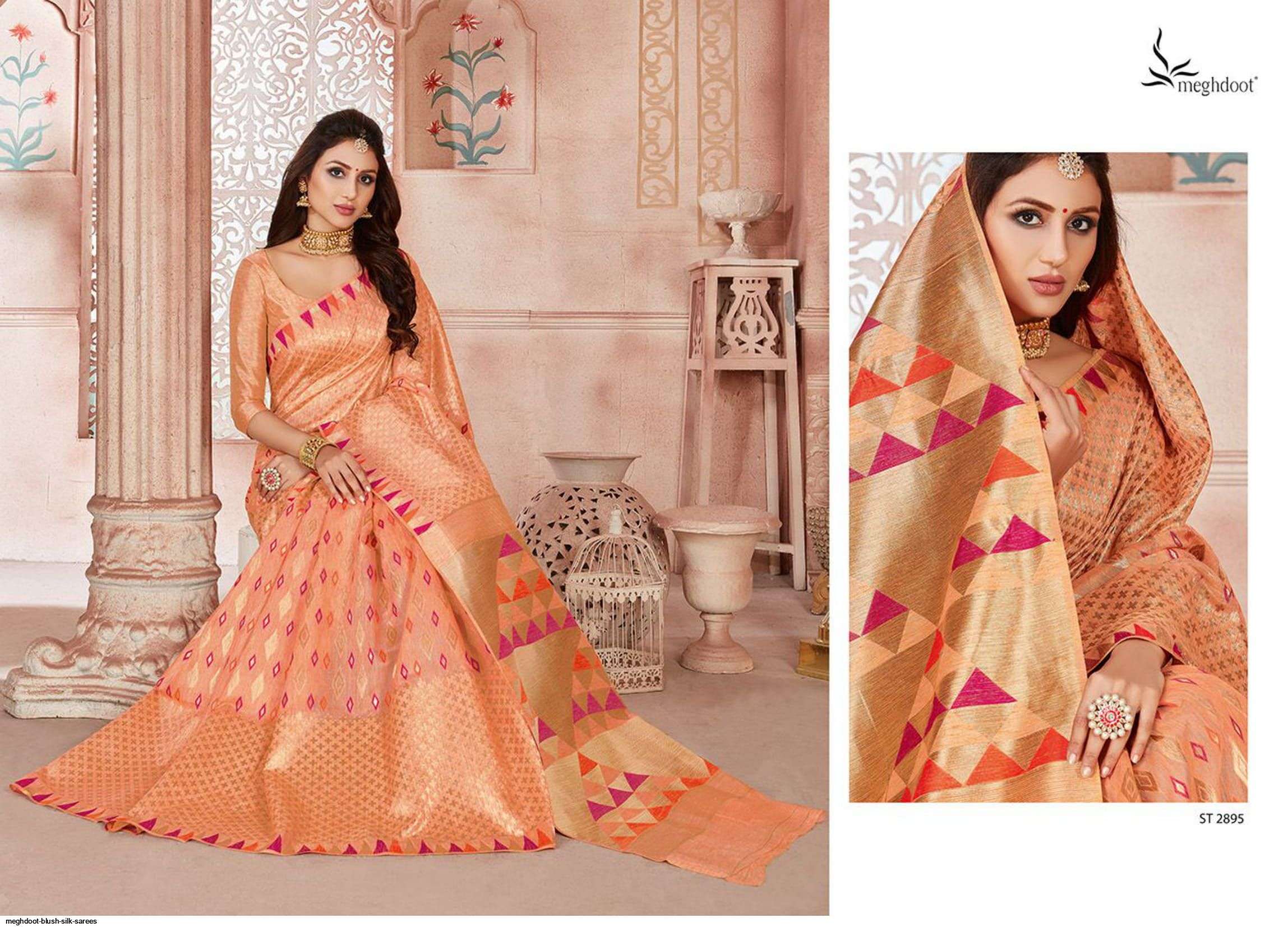 BLUSH BY MOGHDOOT INDIAN TRADITIONAL WEAR COLLECTION BEAUTIFUL STYLISH FANCY COLORFUL PARTY WEAR & OCCASIONAL WEAR JUTE SILK SAREES AT WHOLESALE PRICE