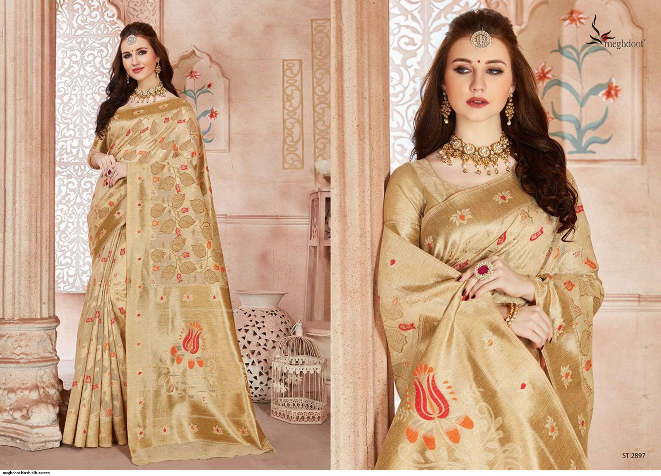 BLUSH BY MOGHDOOT INDIAN TRADITIONAL WEAR COLLECTION BEAUTIFUL STYLISH FANCY COLORFUL PARTY WEAR & OCCASIONAL WEAR JUTE SILK SAREES AT WHOLESALE PRICE