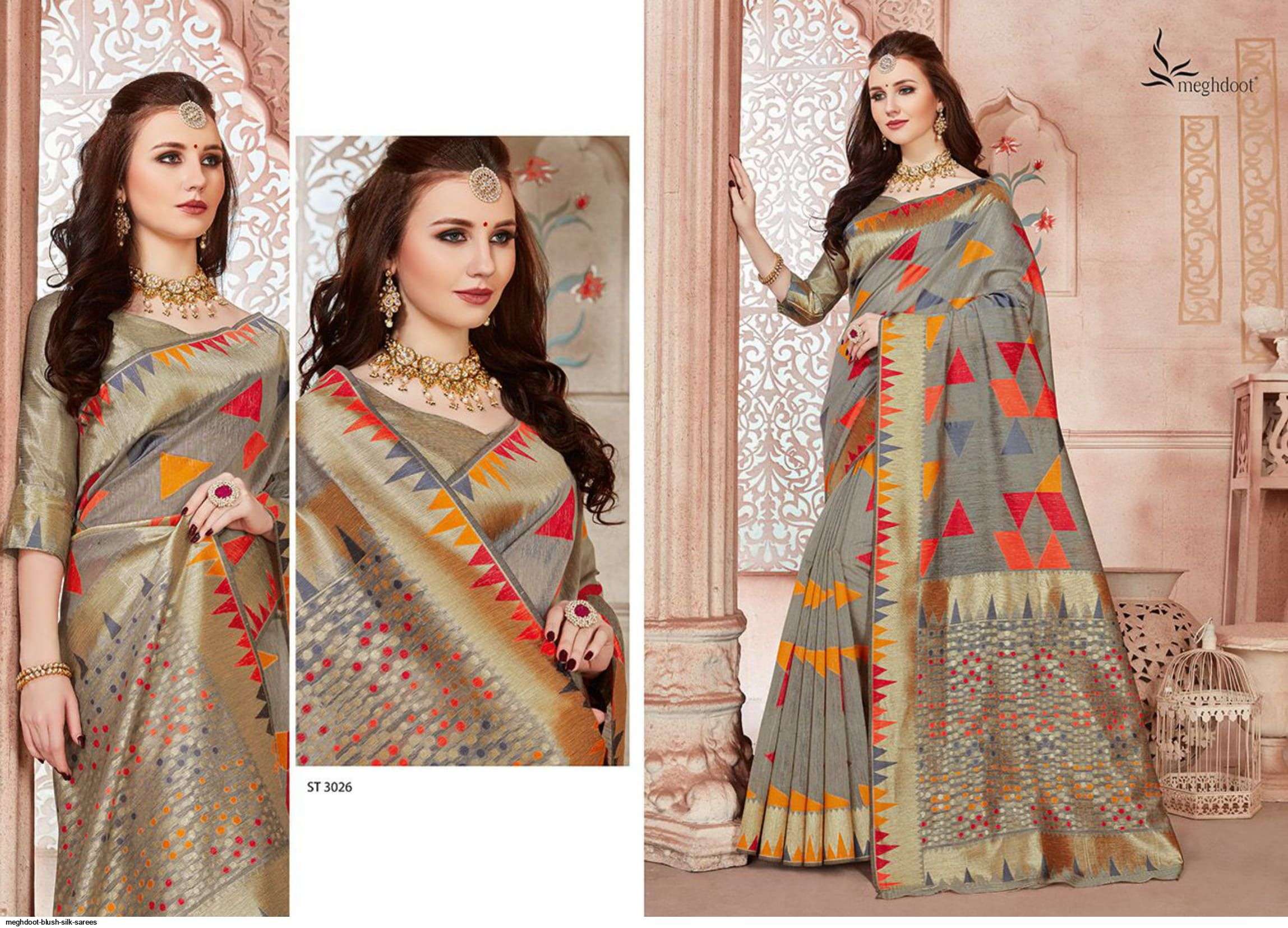 BLUSH BY MOGHDOOT INDIAN TRADITIONAL WEAR COLLECTION BEAUTIFUL STYLISH FANCY COLORFUL PARTY WEAR & OCCASIONAL WEAR JUTE SILK SAREES AT WHOLESALE PRICE