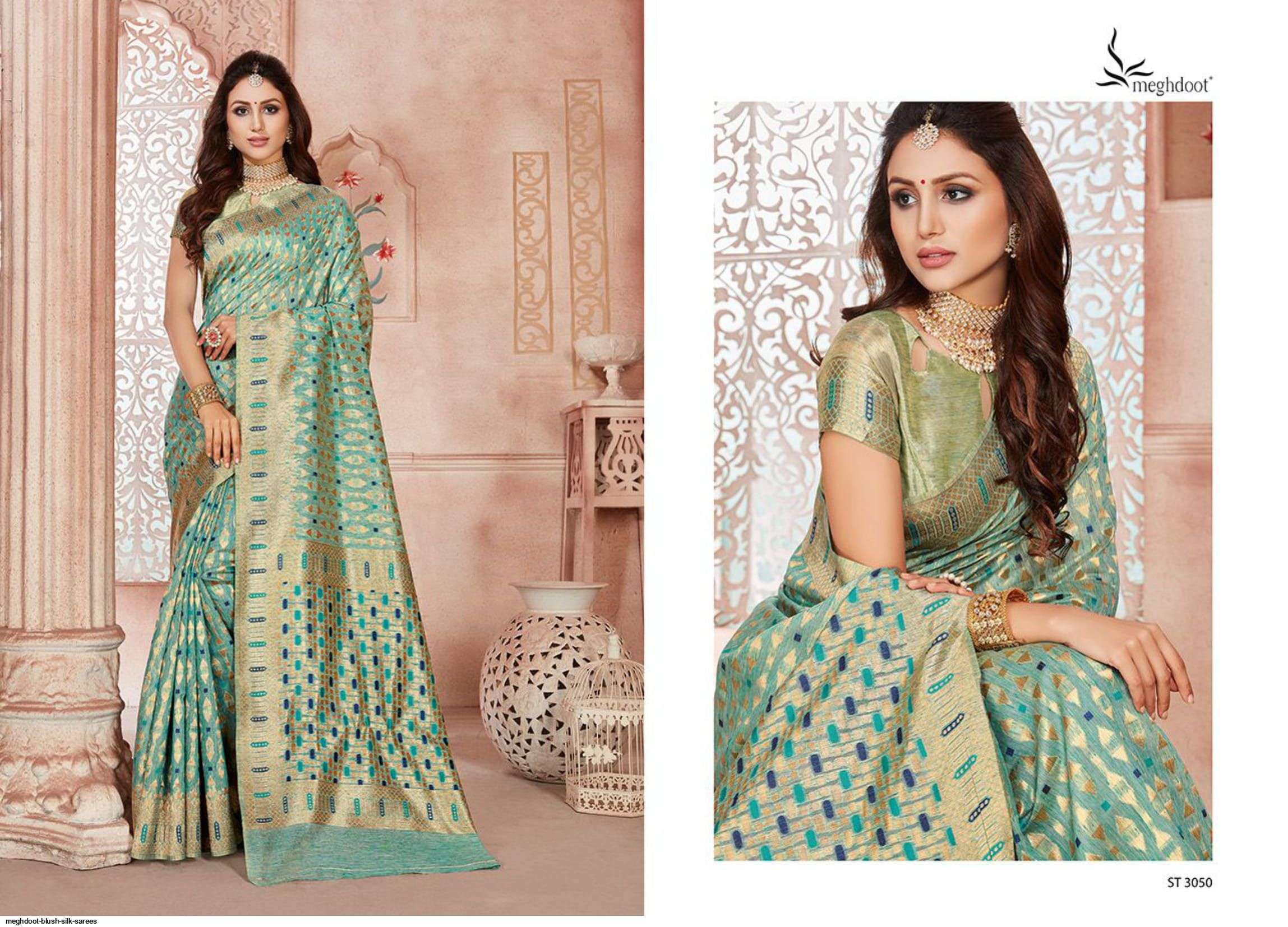 BLUSH BY MOGHDOOT INDIAN TRADITIONAL WEAR COLLECTION BEAUTIFUL STYLISH FANCY COLORFUL PARTY WEAR & OCCASIONAL WEAR JUTE SILK SAREES AT WHOLESALE PRICE