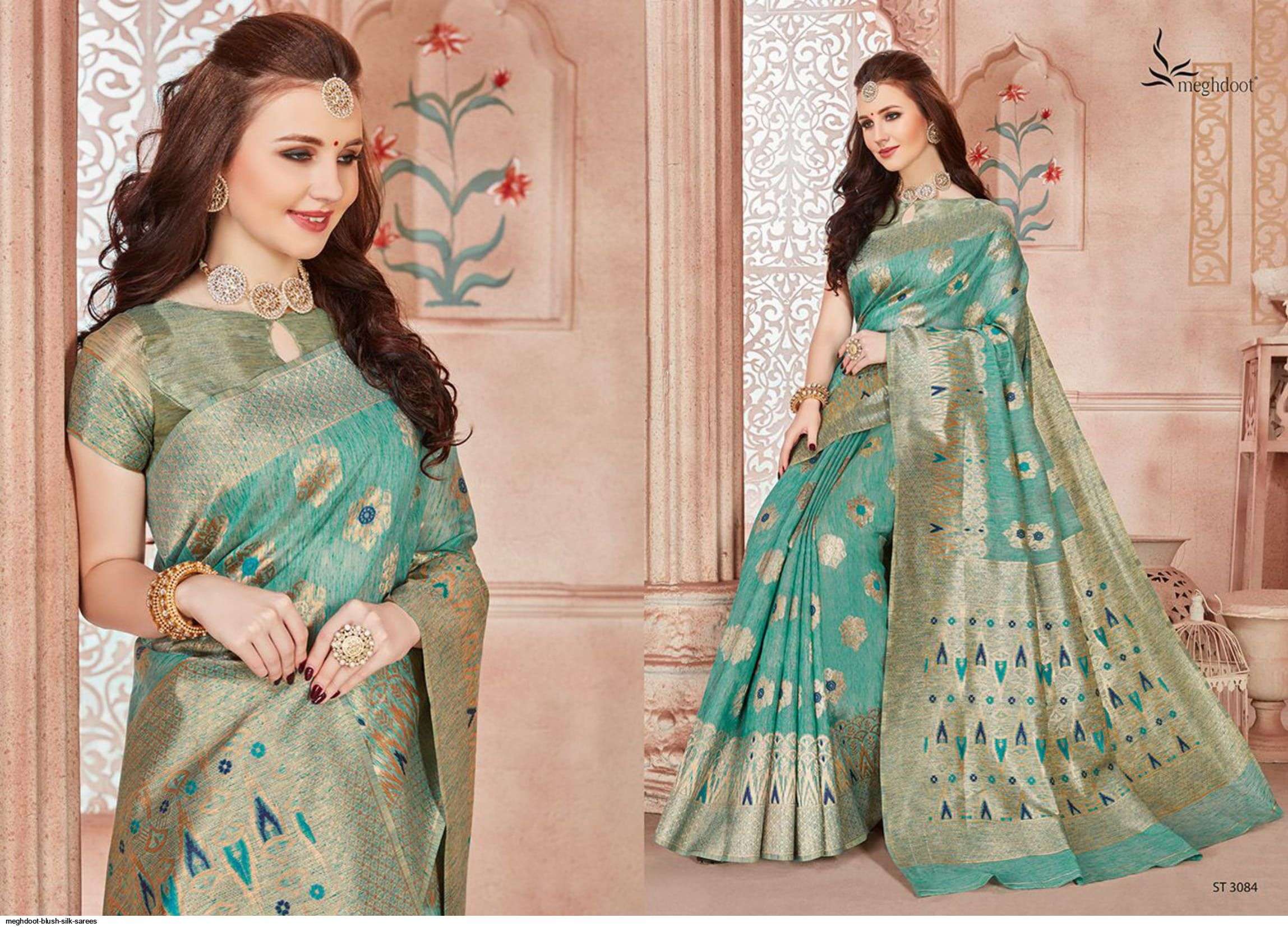 BLUSH BY MOGHDOOT INDIAN TRADITIONAL WEAR COLLECTION BEAUTIFUL STYLISH FANCY COLORFUL PARTY WEAR & OCCASIONAL WEAR JUTE SILK SAREES AT WHOLESALE PRICE