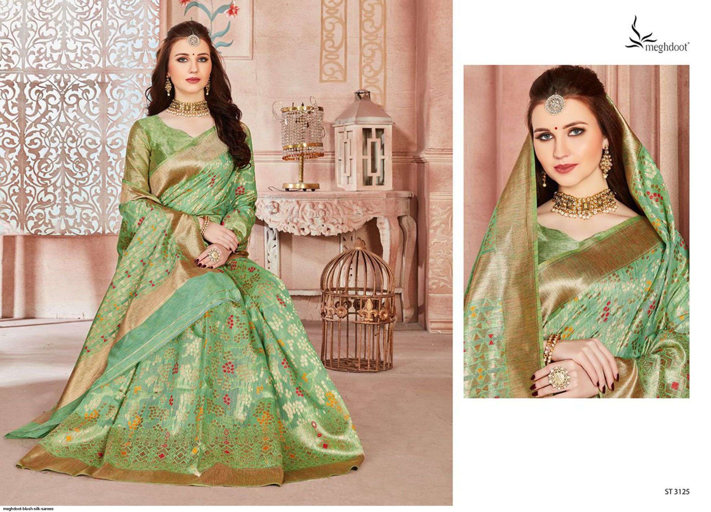 BLUSH BY MOGHDOOT INDIAN TRADITIONAL WEAR COLLECTION BEAUTIFUL STYLISH FANCY COLORFUL PARTY WEAR & OCCASIONAL WEAR JUTE SILK SAREES AT WHOLESALE PRICE